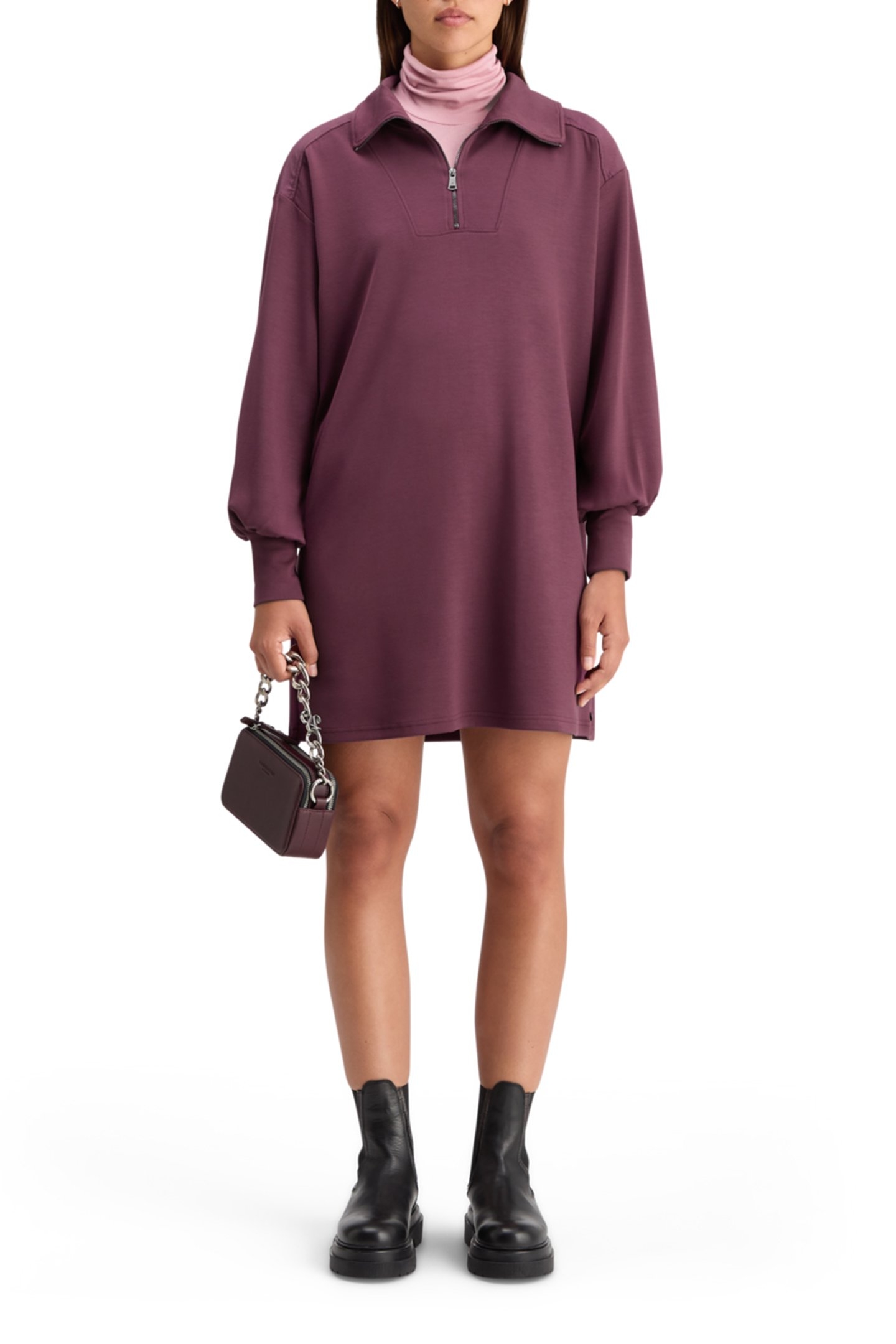 MODAL UTILITY ZIP UP DRESS BERRY 6