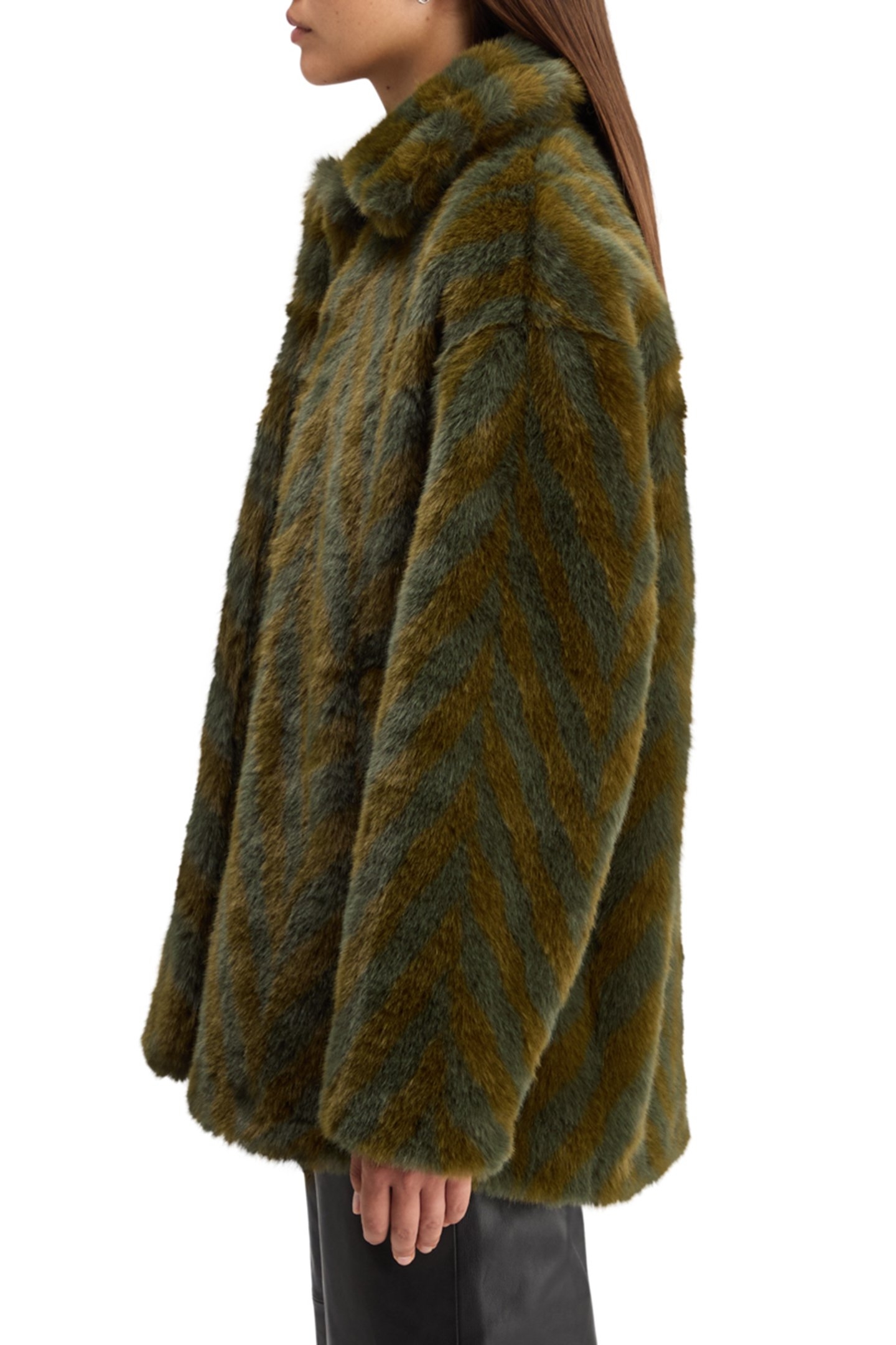 A-LINE FAUX FUR COAT OLIVE 8