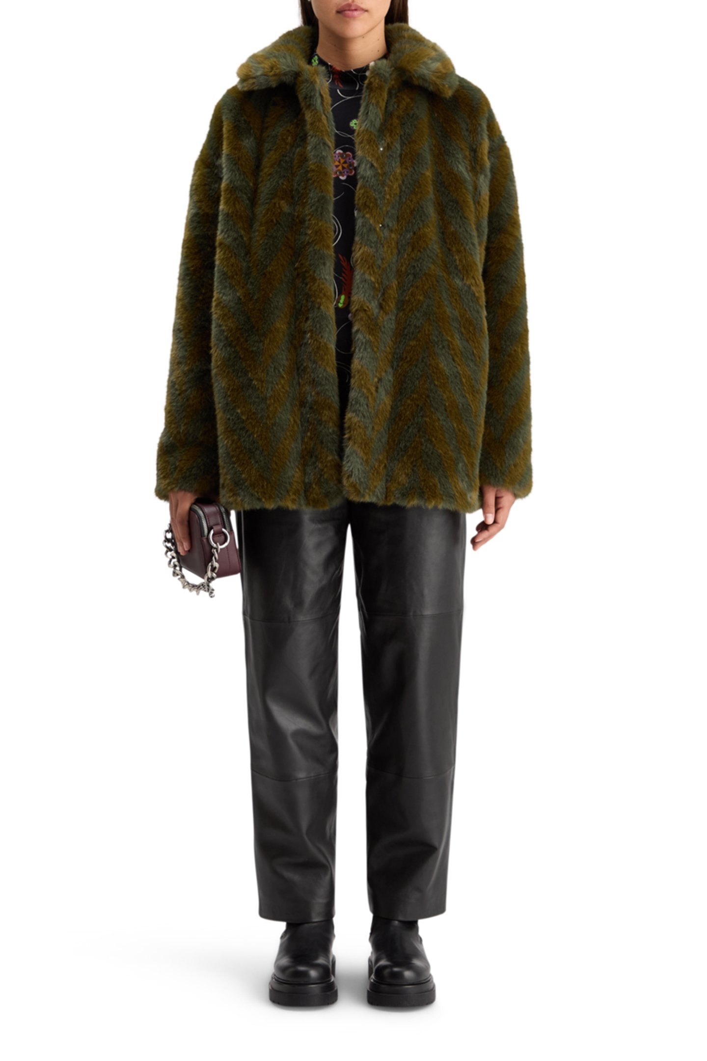 A-LINE FAUX FUR COAT OLIVE 7