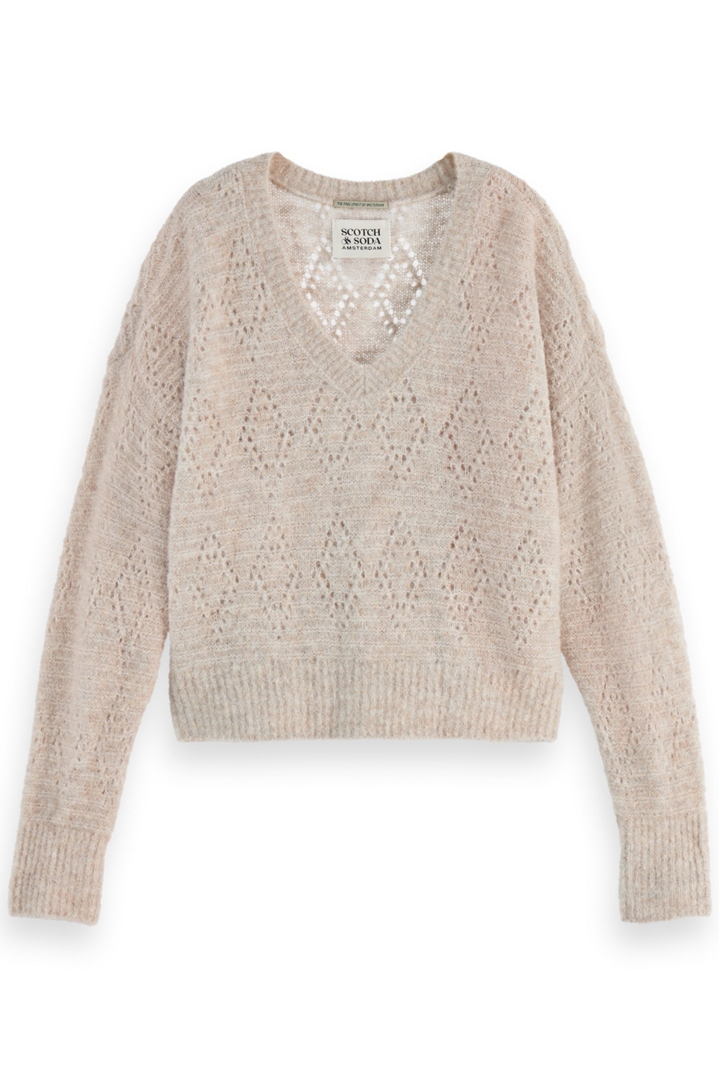 BOUCLE V-NECK RELAXED PULLOVER OATMEAL MELANGE 4