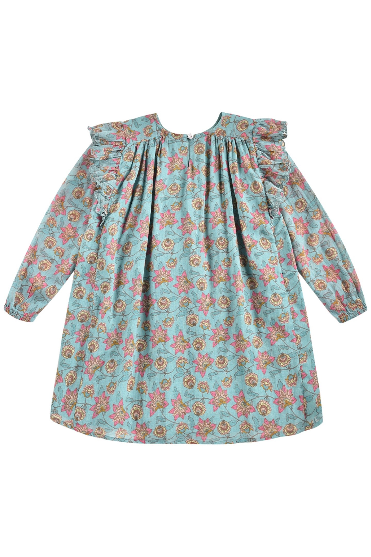 DRESS BISIALI TURQUOISE FLOWERS 3