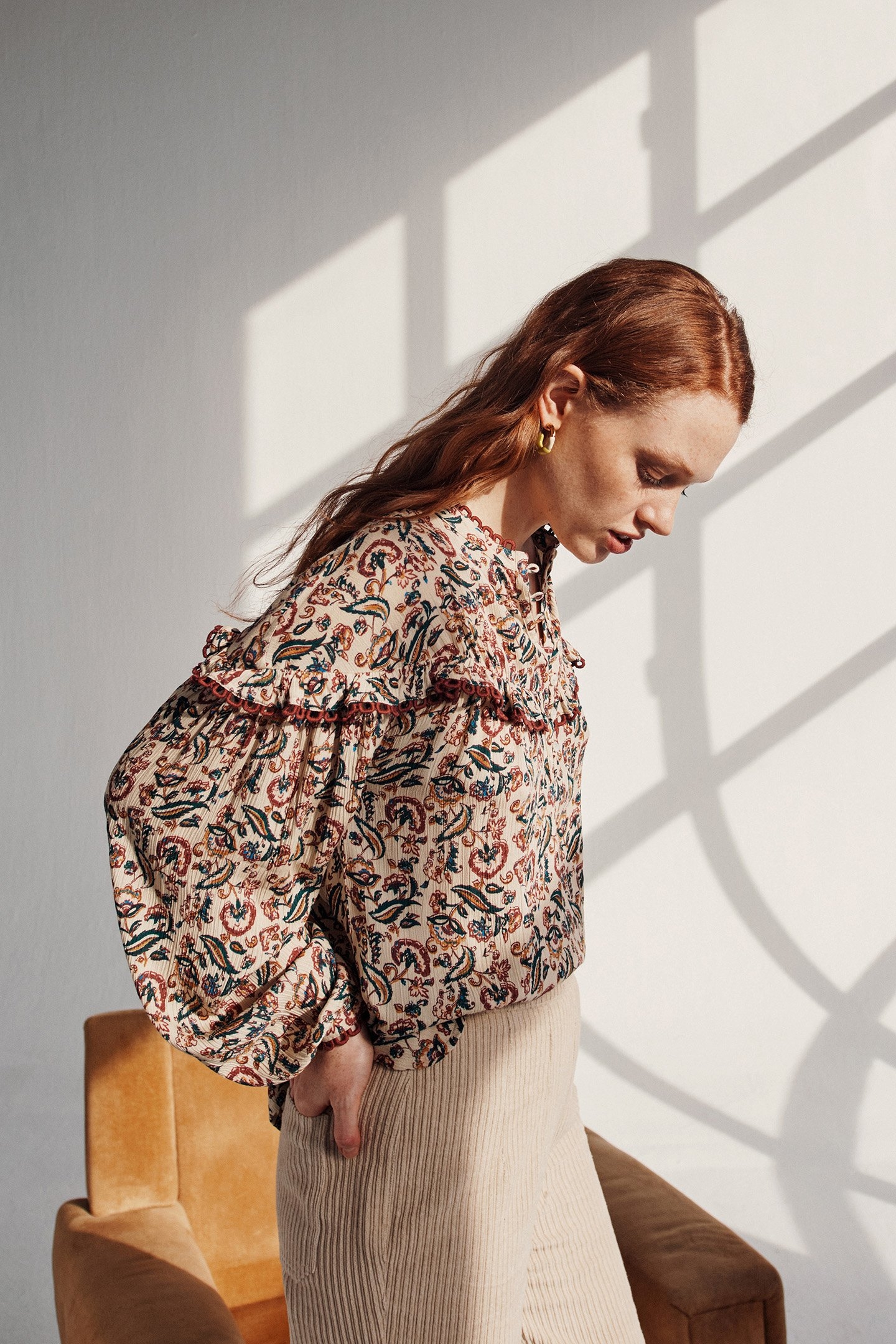 BLOUSE CAMILIANA CREAM WILD LEAF 3