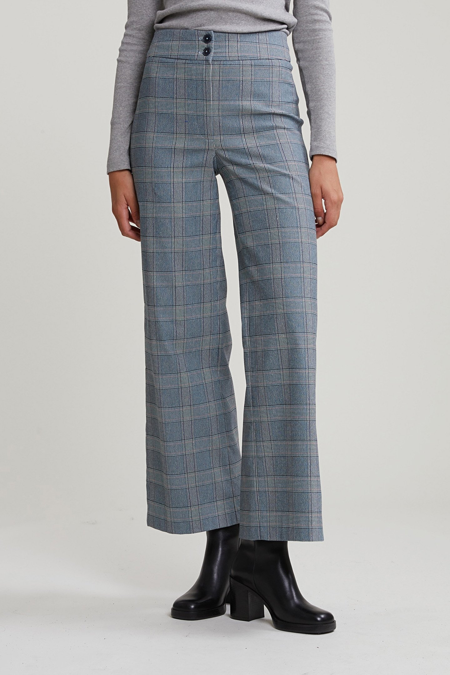 GREY/PINK CLASSIC CHECKED PANTS 1