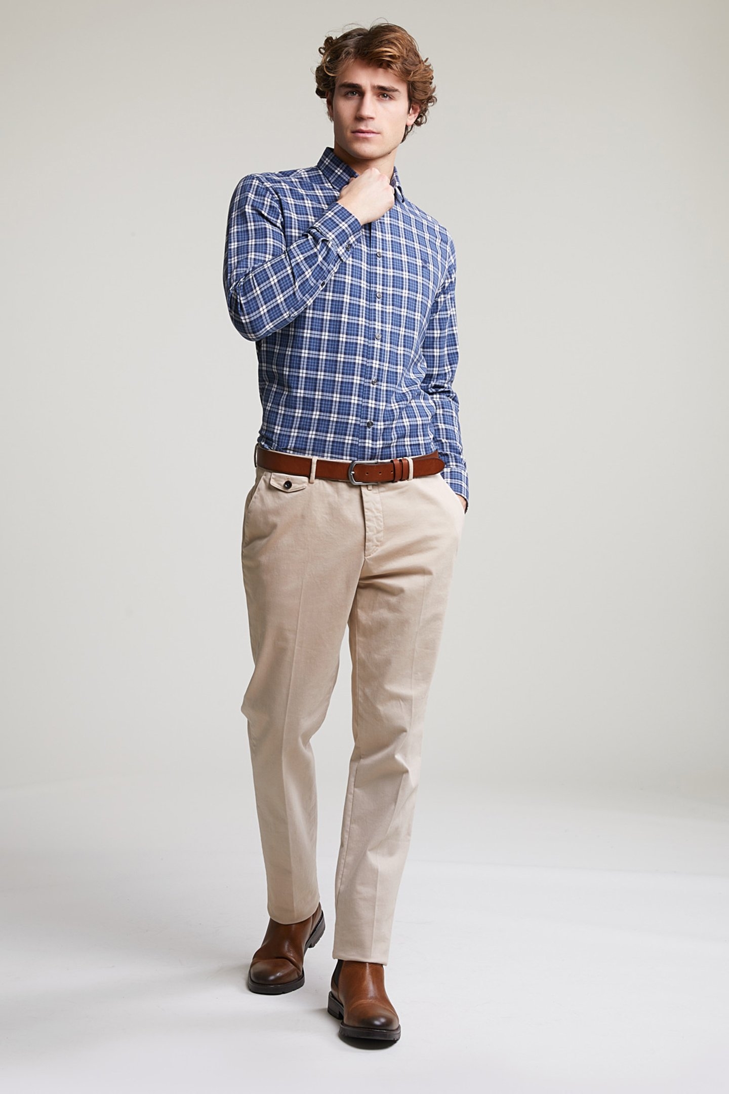 CUSTOM FIT CHECKED SHIRT BLUE/WHITE 3