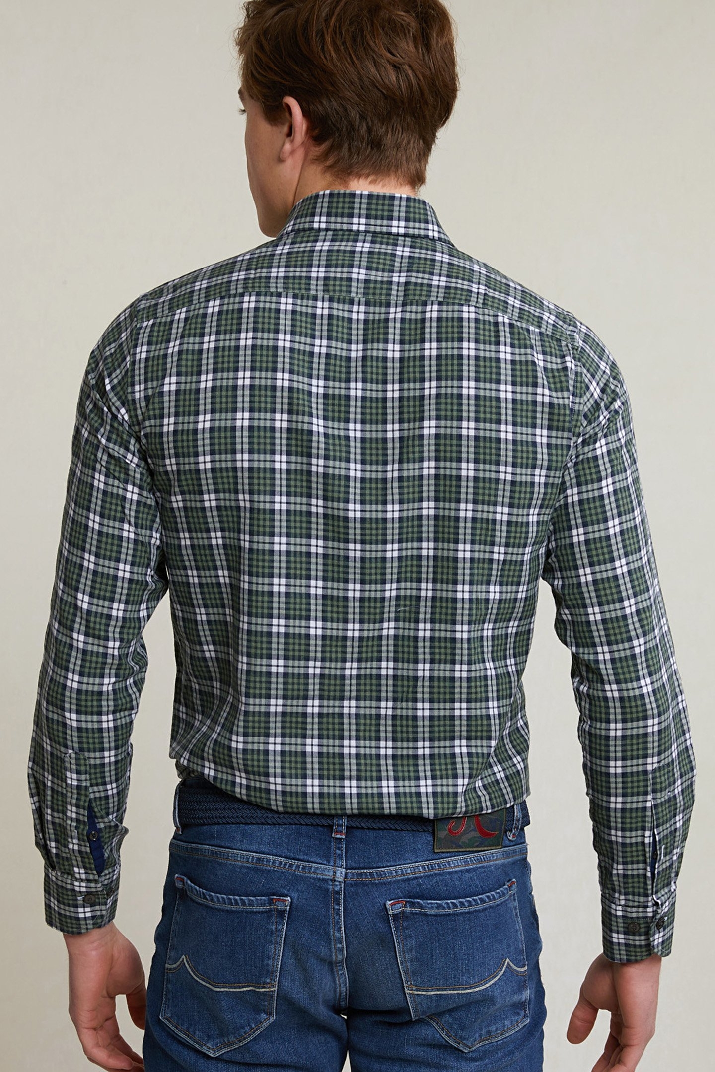 CUSTOM FIT CHECKED SHIRT GREEN/WHITE 2