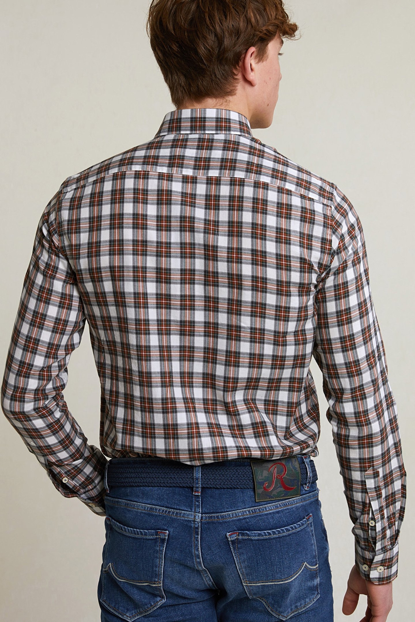 CUSTOM FIT CHECKED SHIRT GREEN/BEIGE 2