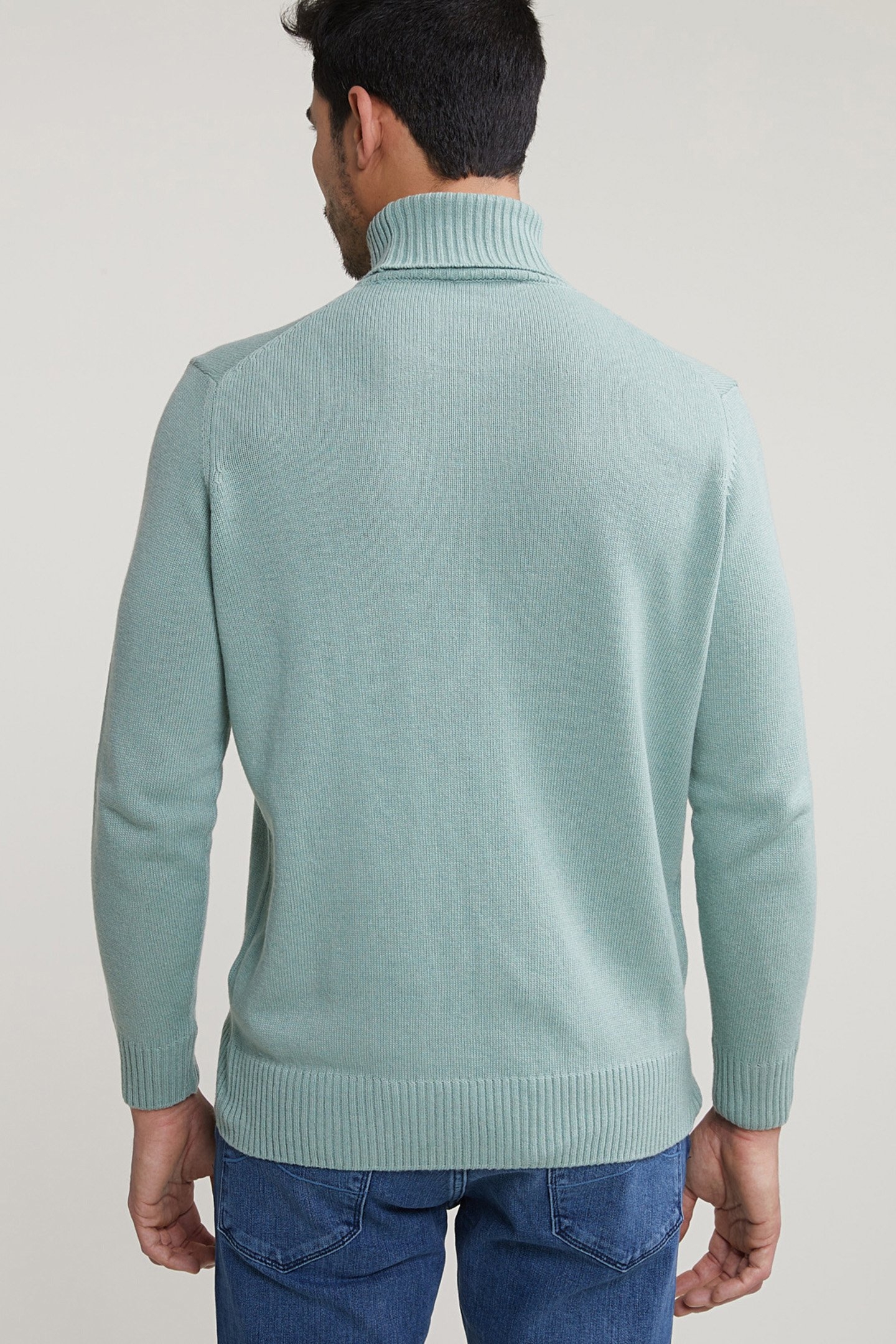 LOOSE DIT WOOL-CASHMERE ROLL NECK SWEATER CAPE GREEN MIX 2