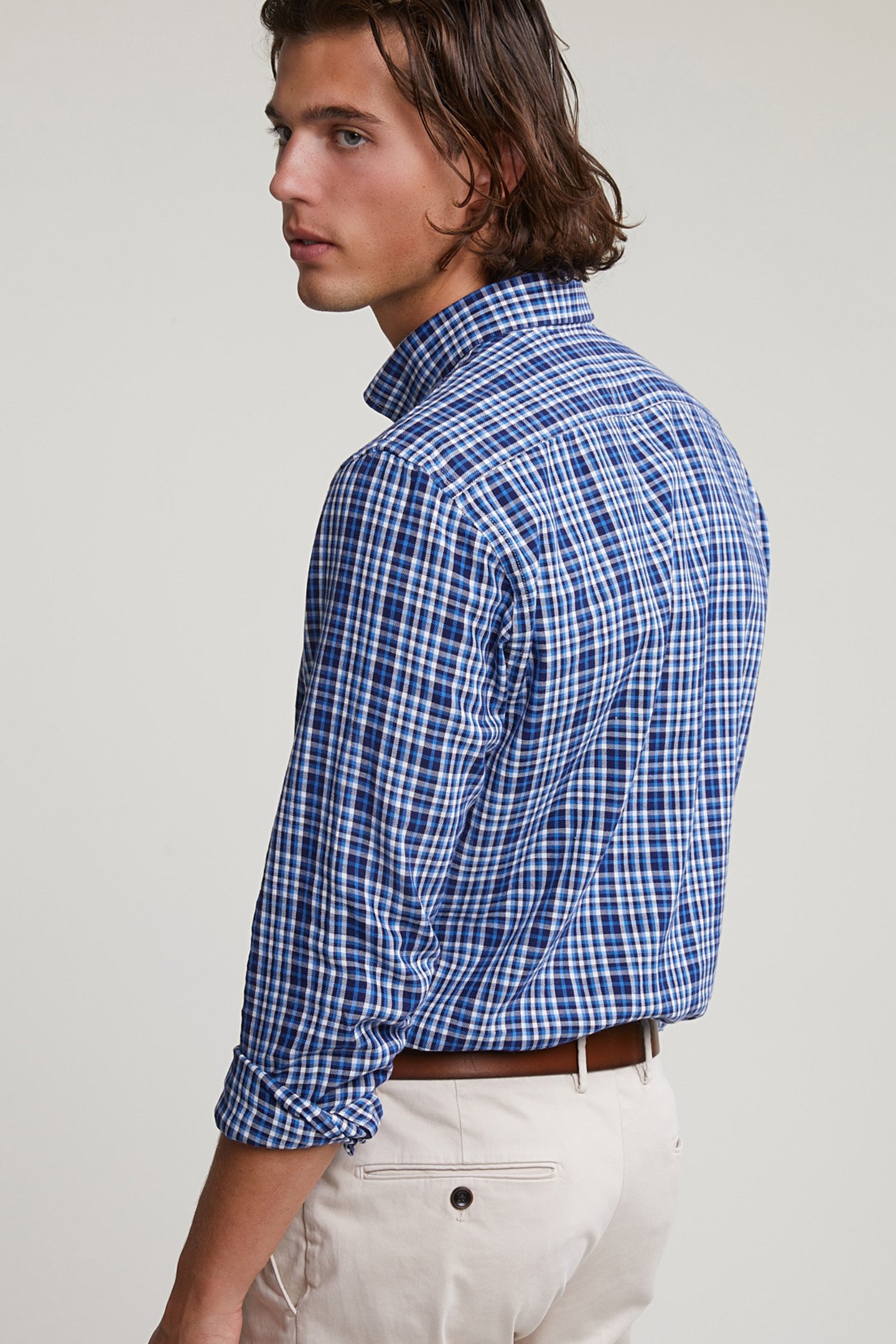CUSTOM FIT CHECKED SHIRT BLUE/WHITE 2