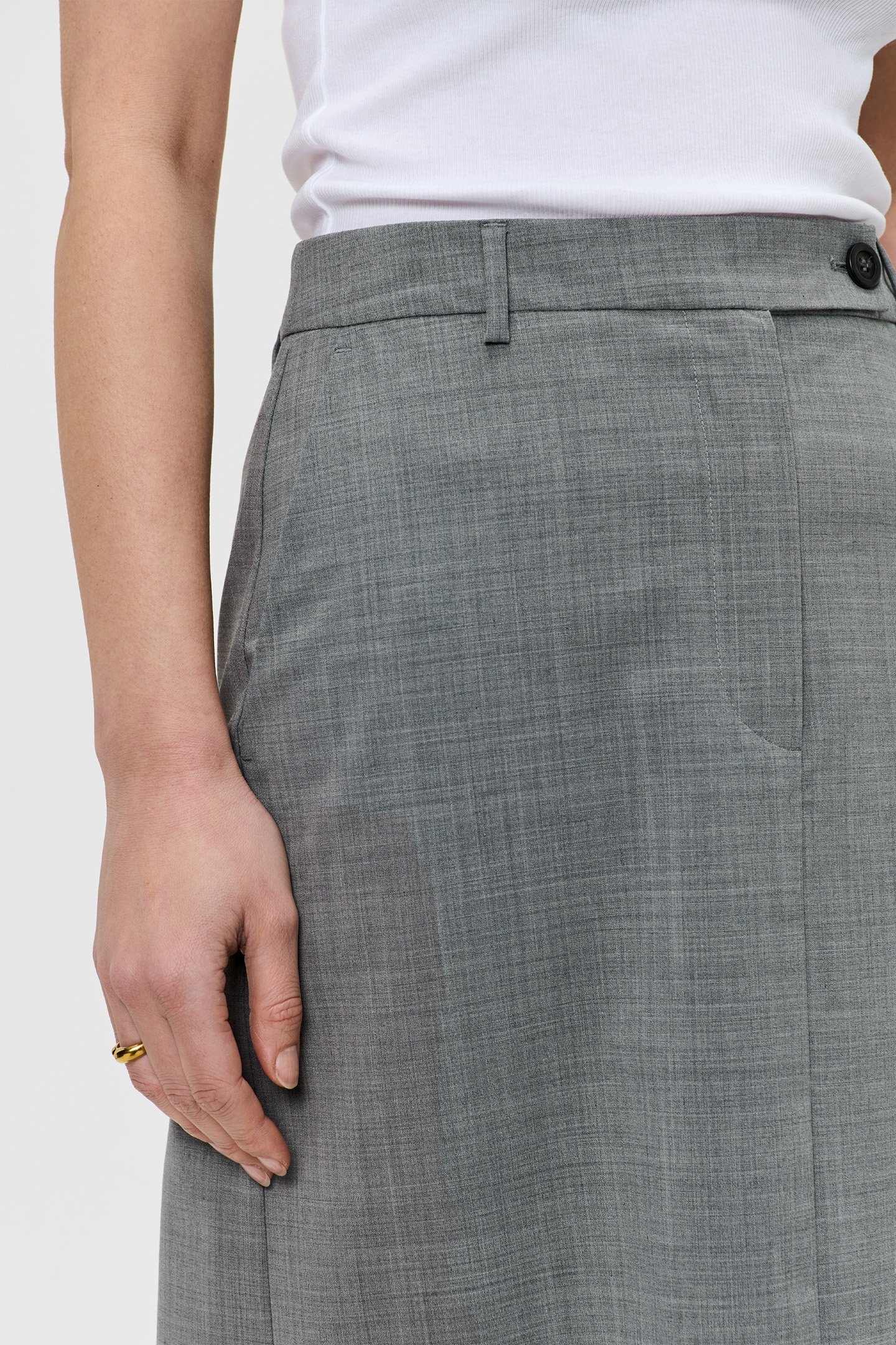 TROPICAL WOOL STRAIGHT SKIRT GREY MELANGE 6