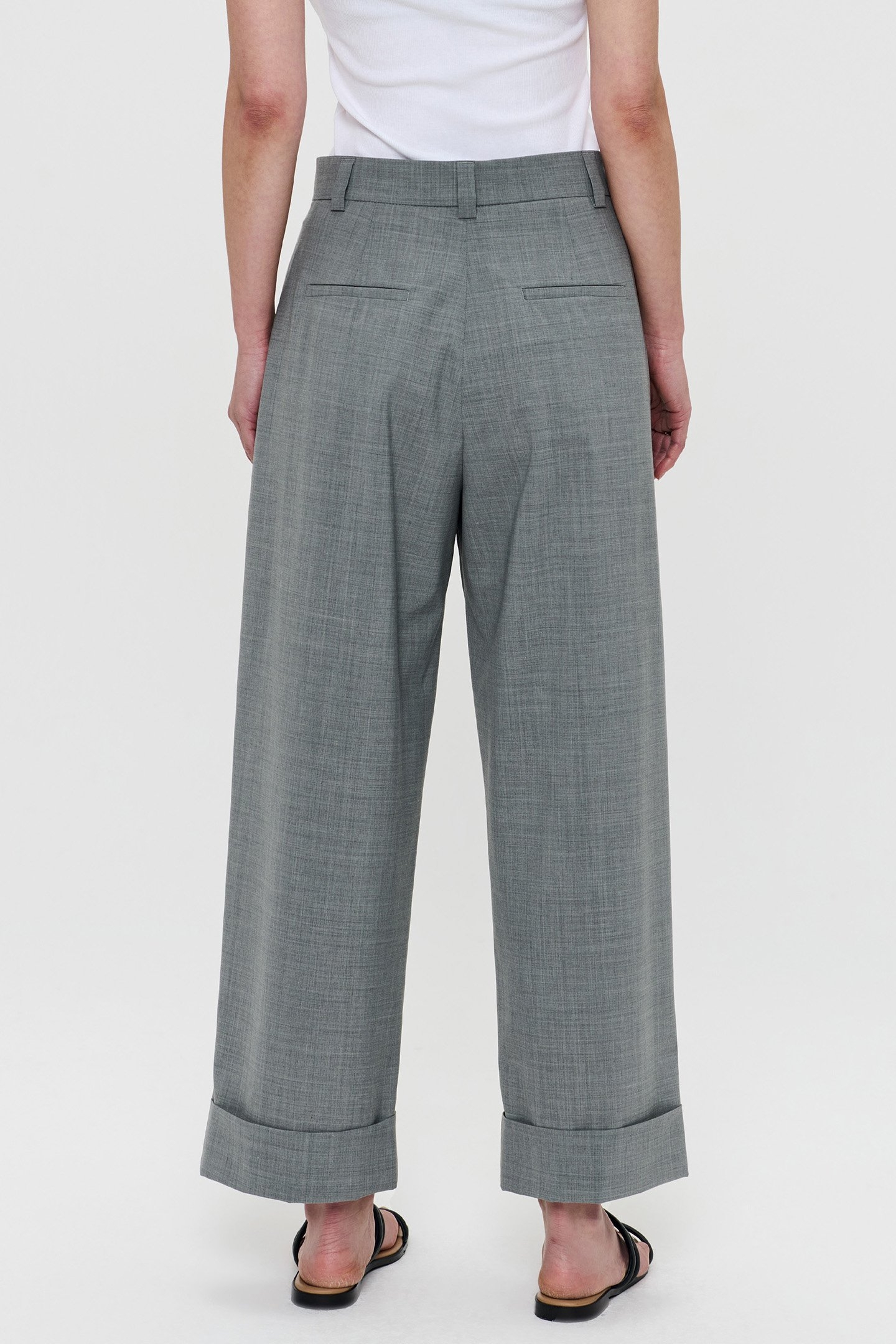 TROPICAL WOOL STRAIGHT PANTS GREY MELANGE 2
