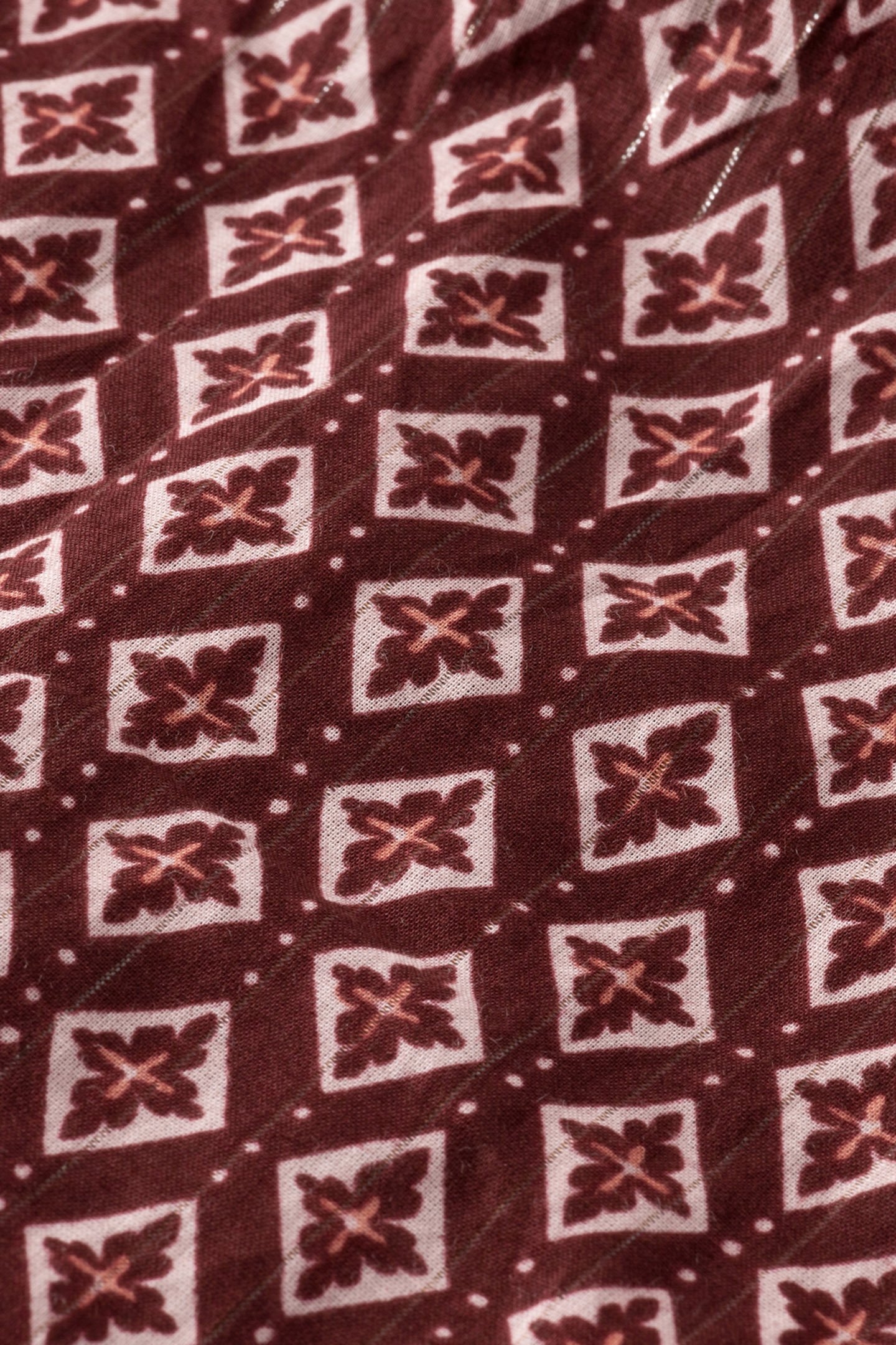 MINI DRESS WITH SMOCK GEO FLOWER BORDEAUX 8