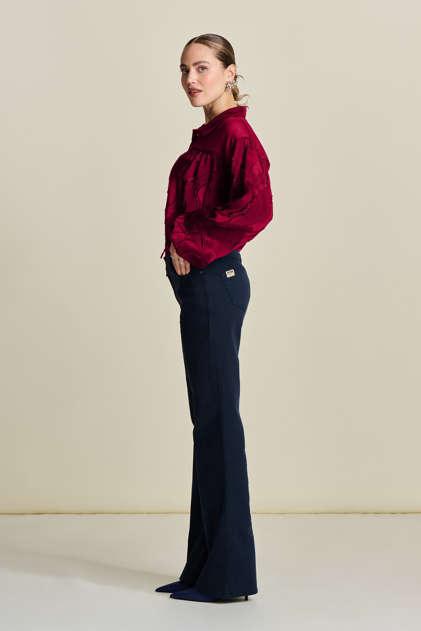 BLOUSE - JACQUARD BURGUNDY RED 4