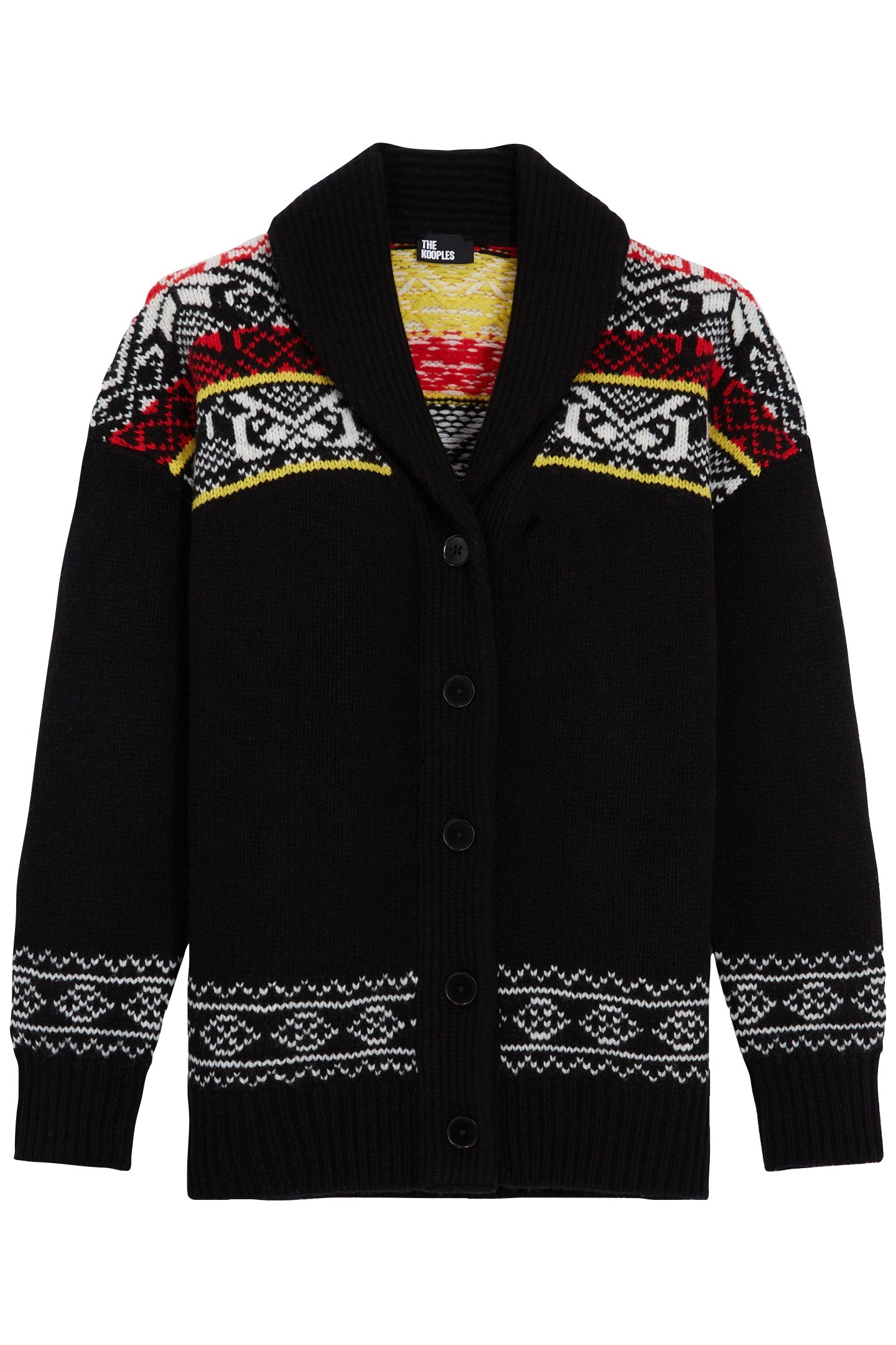 CARDGIGAN COL CHALE JACQUARD BLACK/RED/YELLOW 5