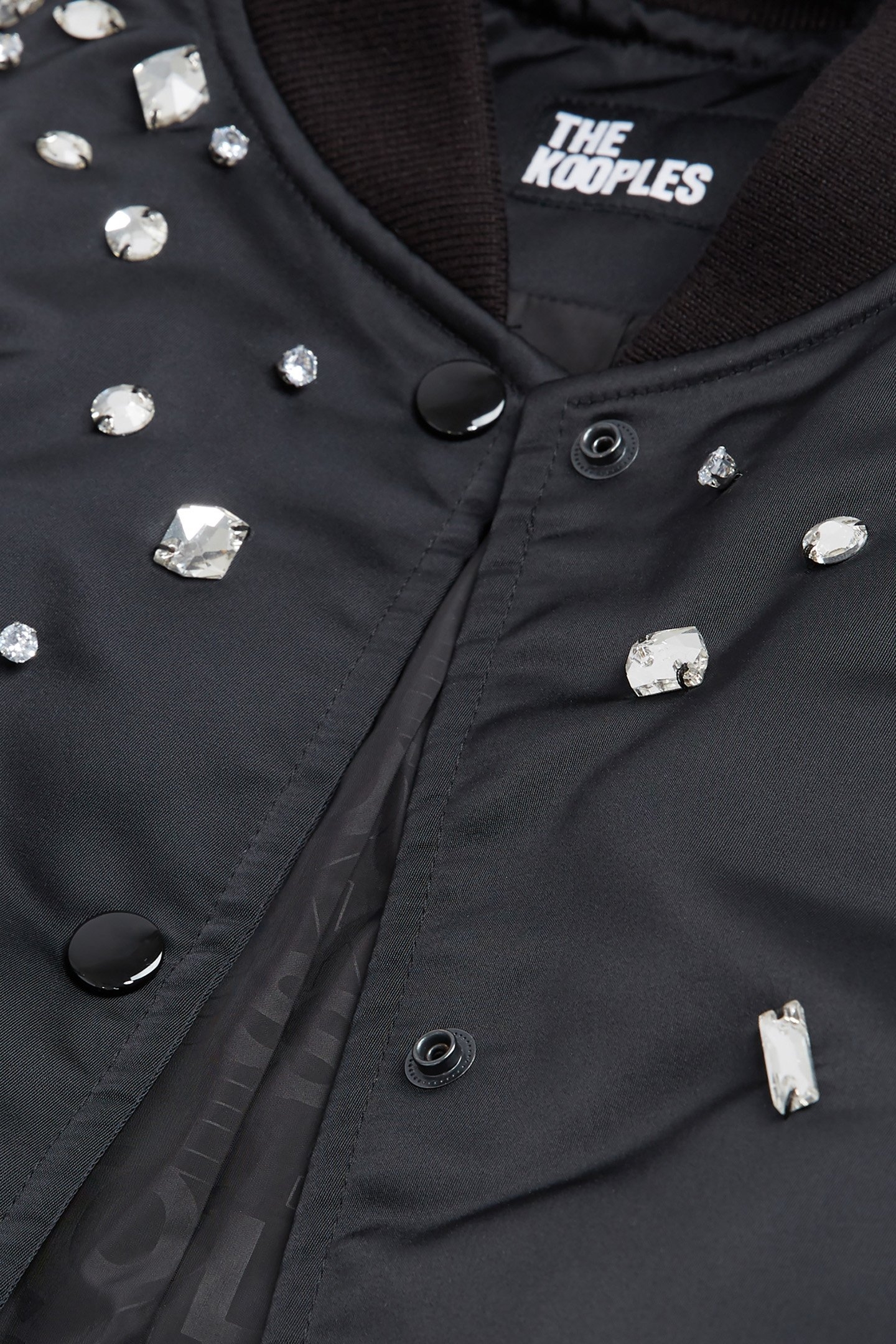 SATIN BOMBER WITH RHINESTONE PEARLS BLACK 2