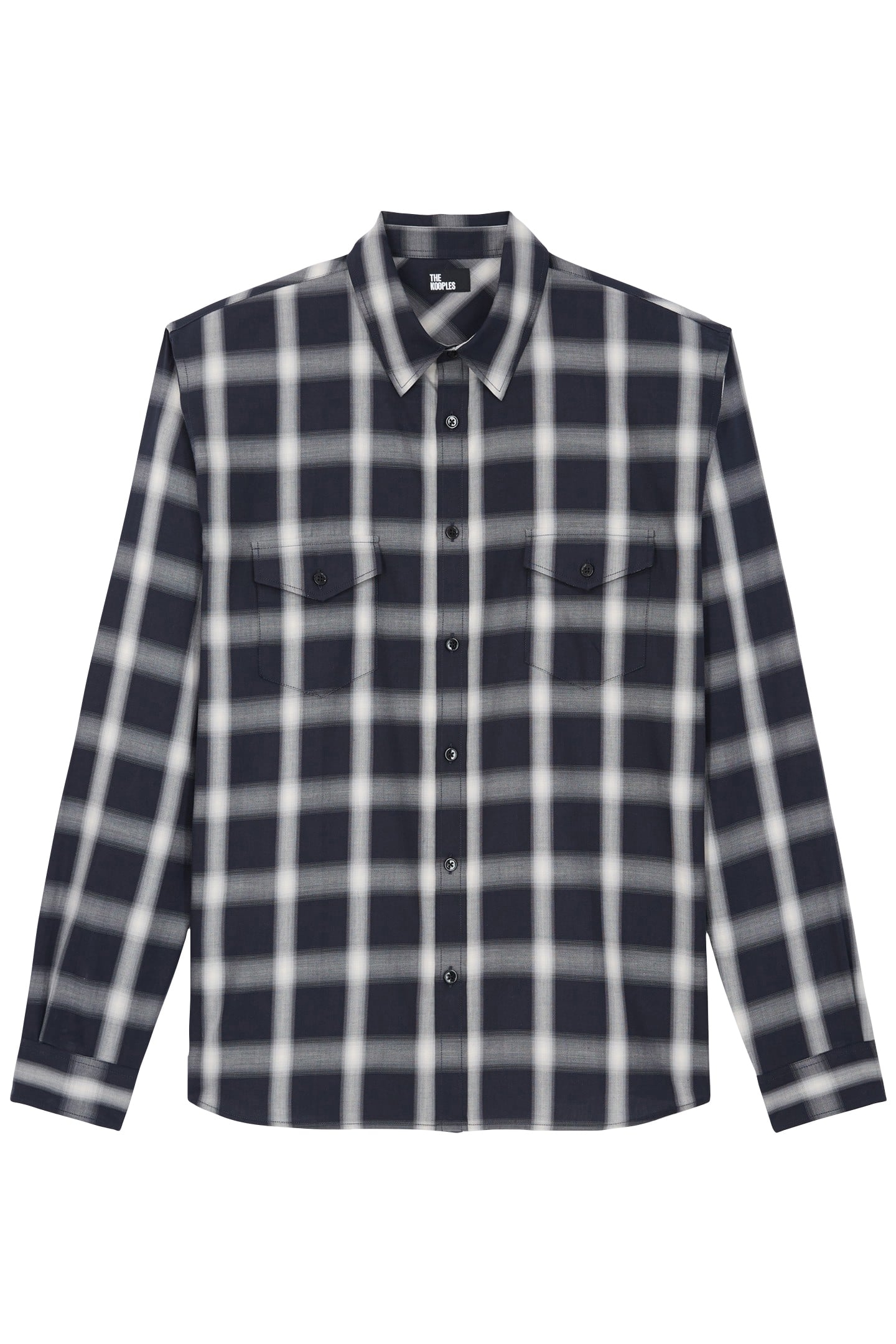 LONG SLEEVE SHIRT WITH CHECKED POCKETS NAVY ECRU 3