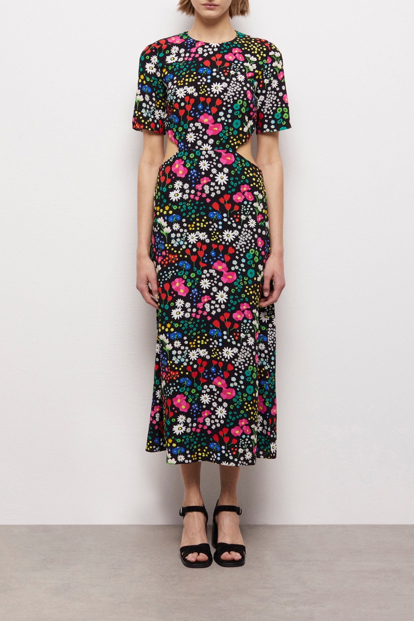 OPEN BACK LONG DRESS WITH SHORT SLEEVES MULTICOLOR 1