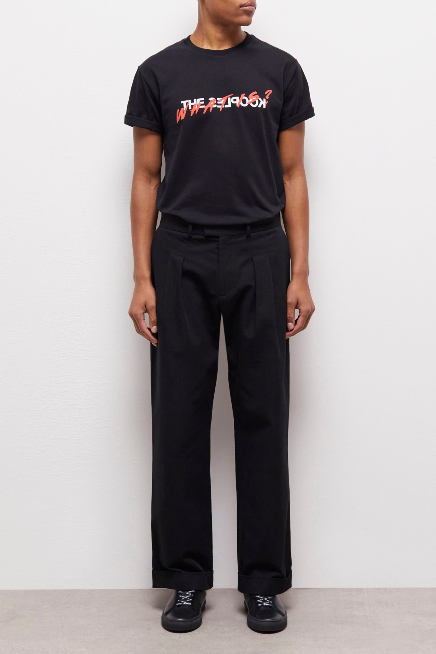 PLEATED TROUSERS WITH TURNS BLACK 1