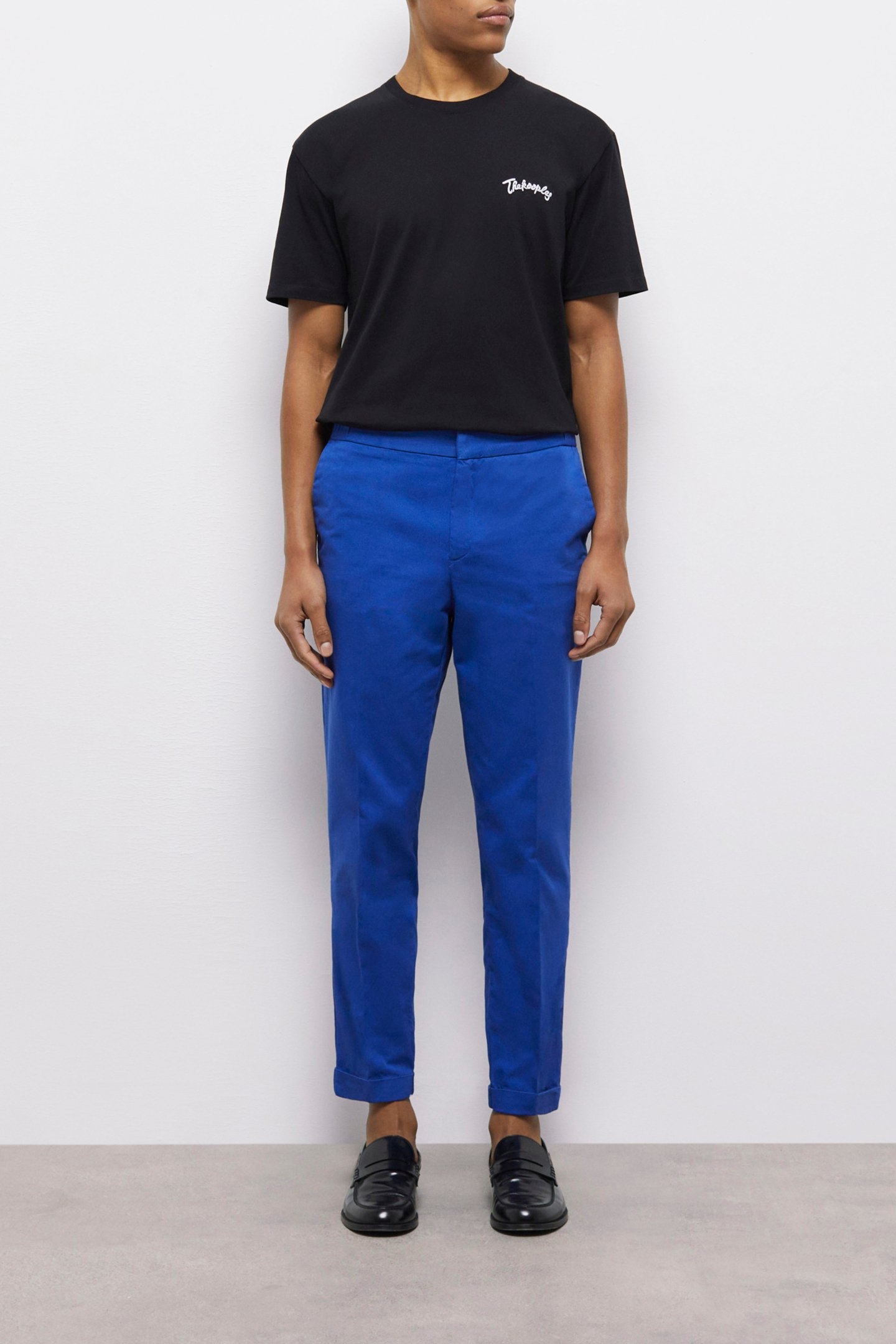 STRAIGHT PANTS WITH SEMI-ELASTICATED WAISTBAND BLUE 1