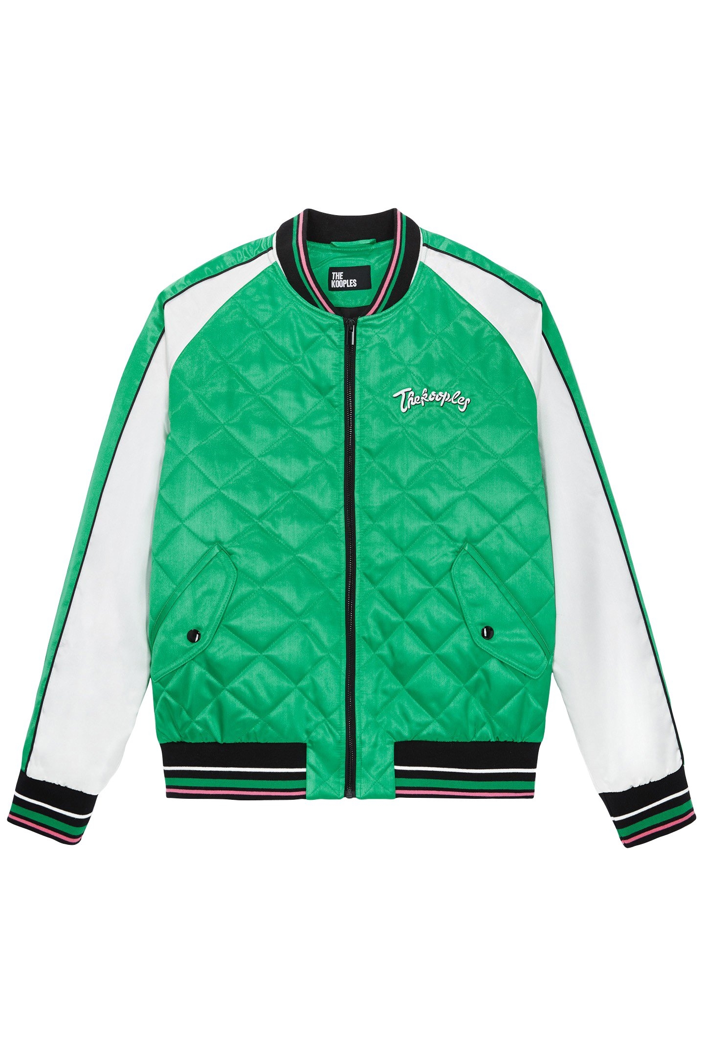 BOMBER BRODERIE FLOWER SKULL GREEN-WHITE 3