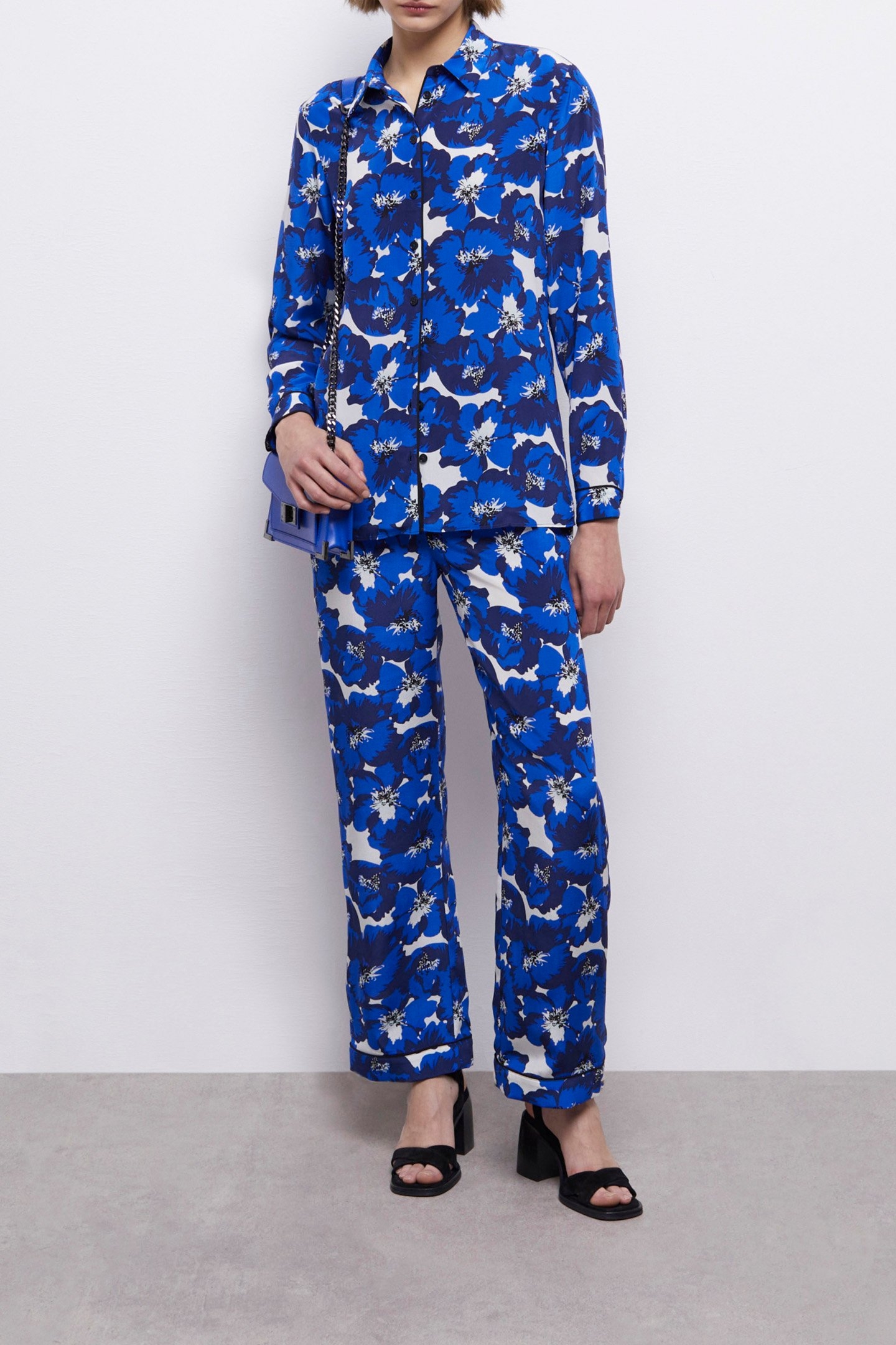 ELASTICATED WAIST WIDE LEG PANTS BLUE 4