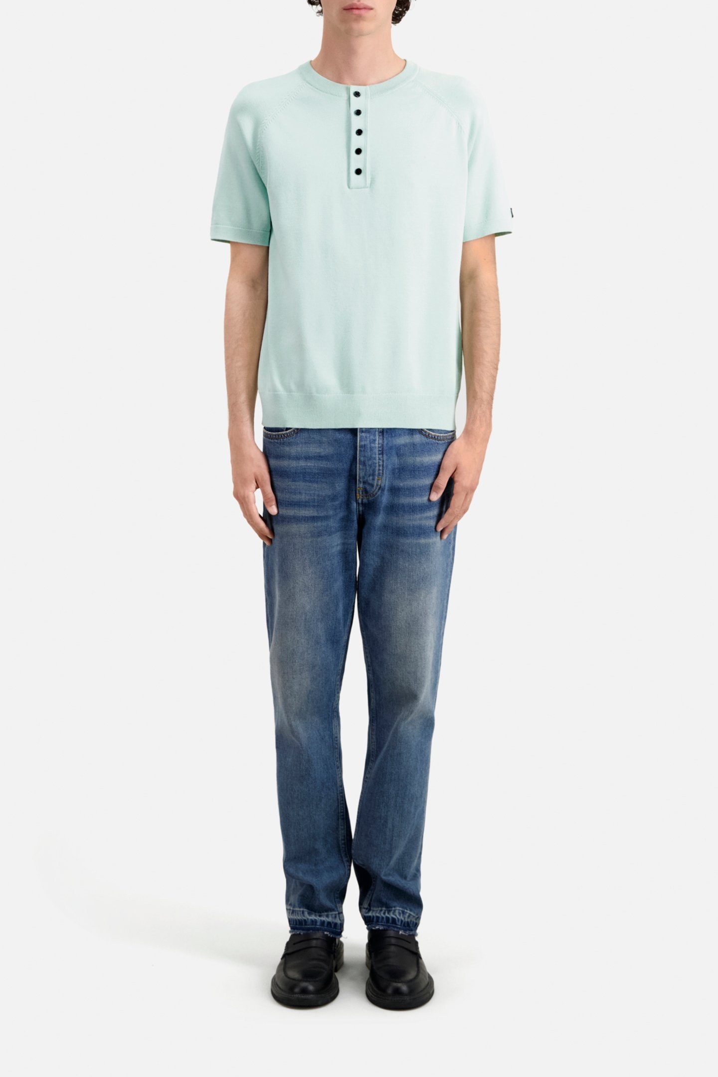 SHORT-SLEEVED SWEATER WITH TUNISIAN COLLAR OCEAN 2