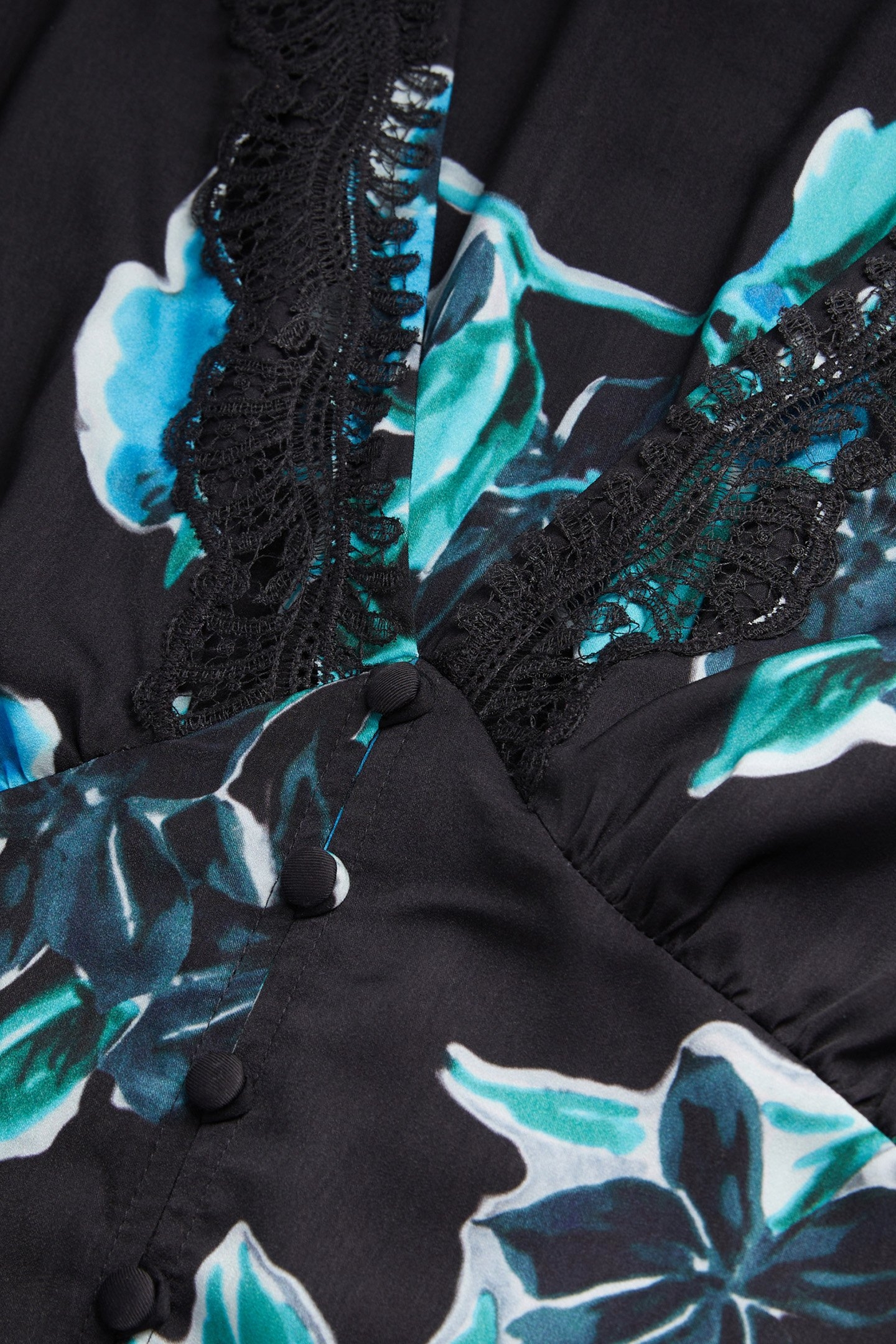 SHORT PRINTED V-NECK DRESS BLACK BLUE 6