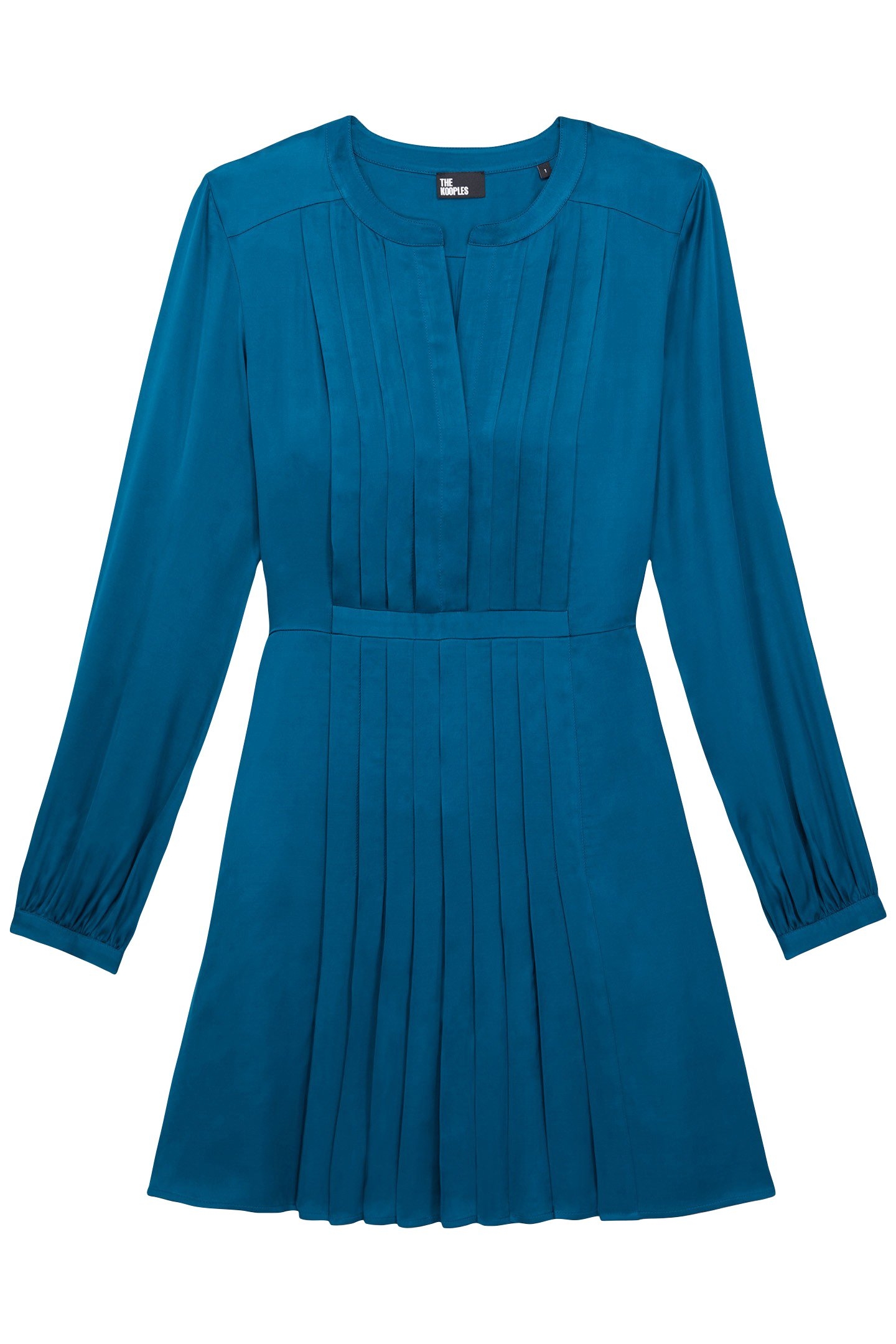 PLEATED 3/4 SLEEVE DRESS MEDIUM BLUE 4