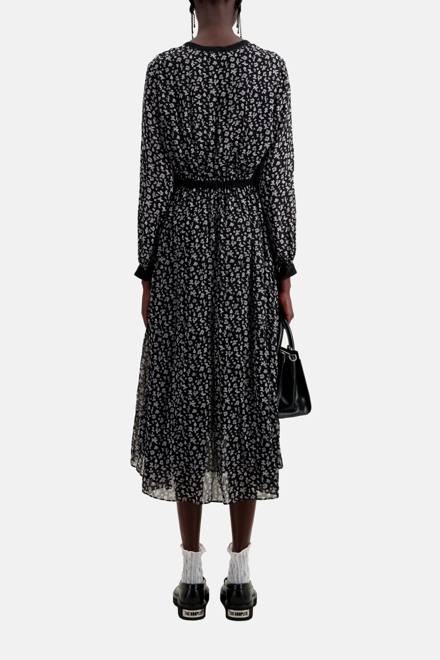 LONG DRESS WITH LONG SLEEVES BLACK-ECRU 2