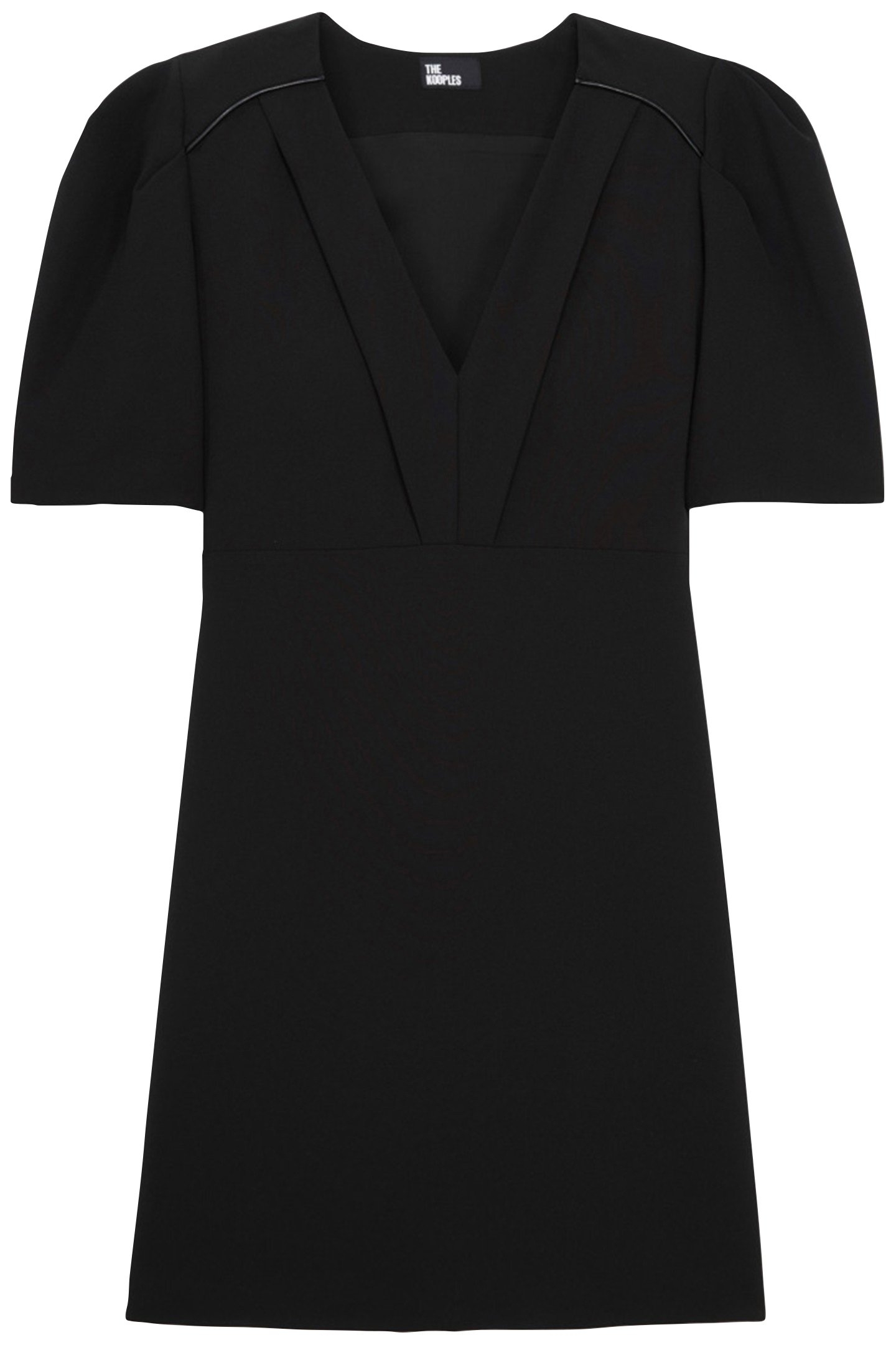 SHORT DRESS WITH LEATHER PIPING BLACK 4