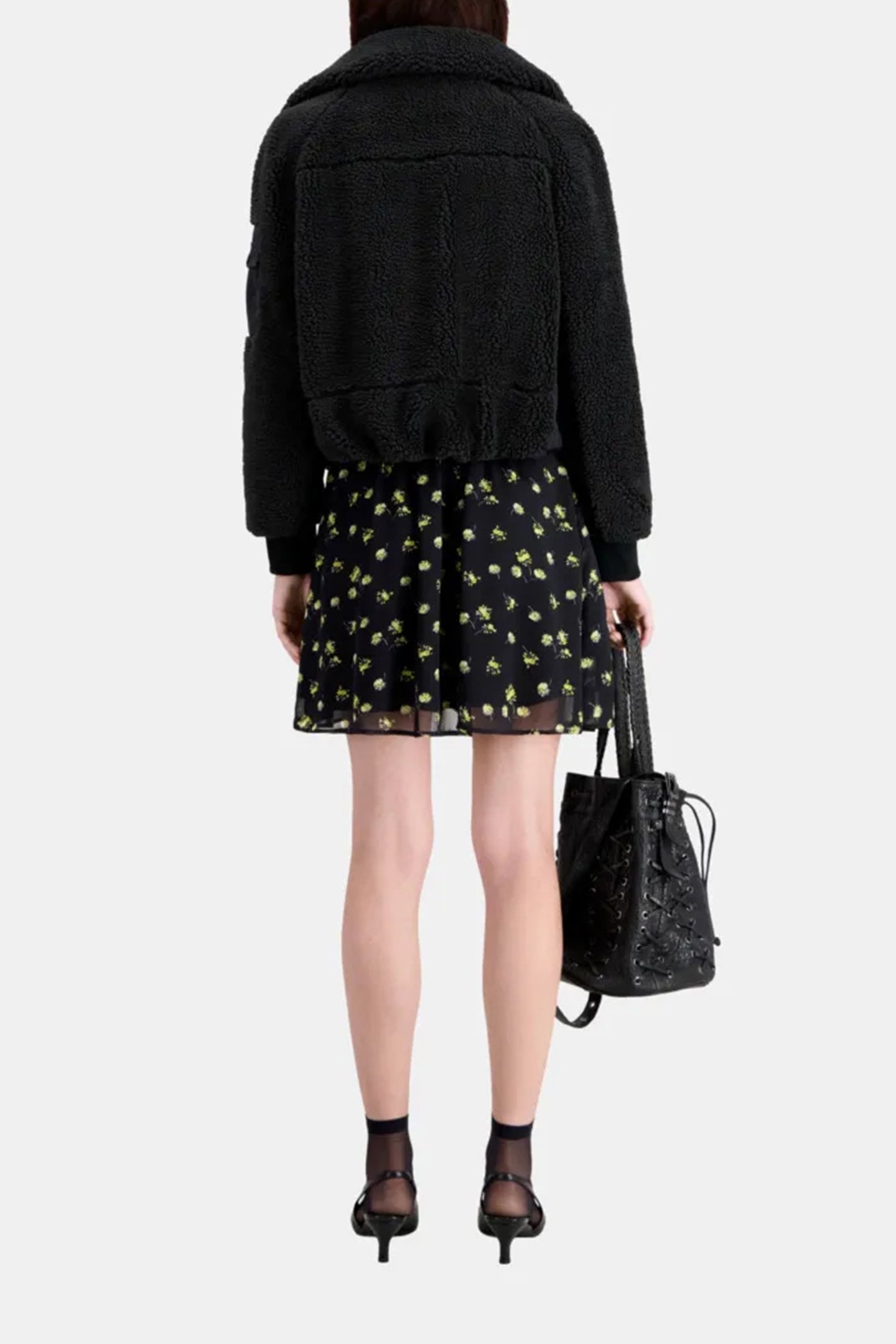 FAUX FUR AND NYLON JACKET BLACK 3