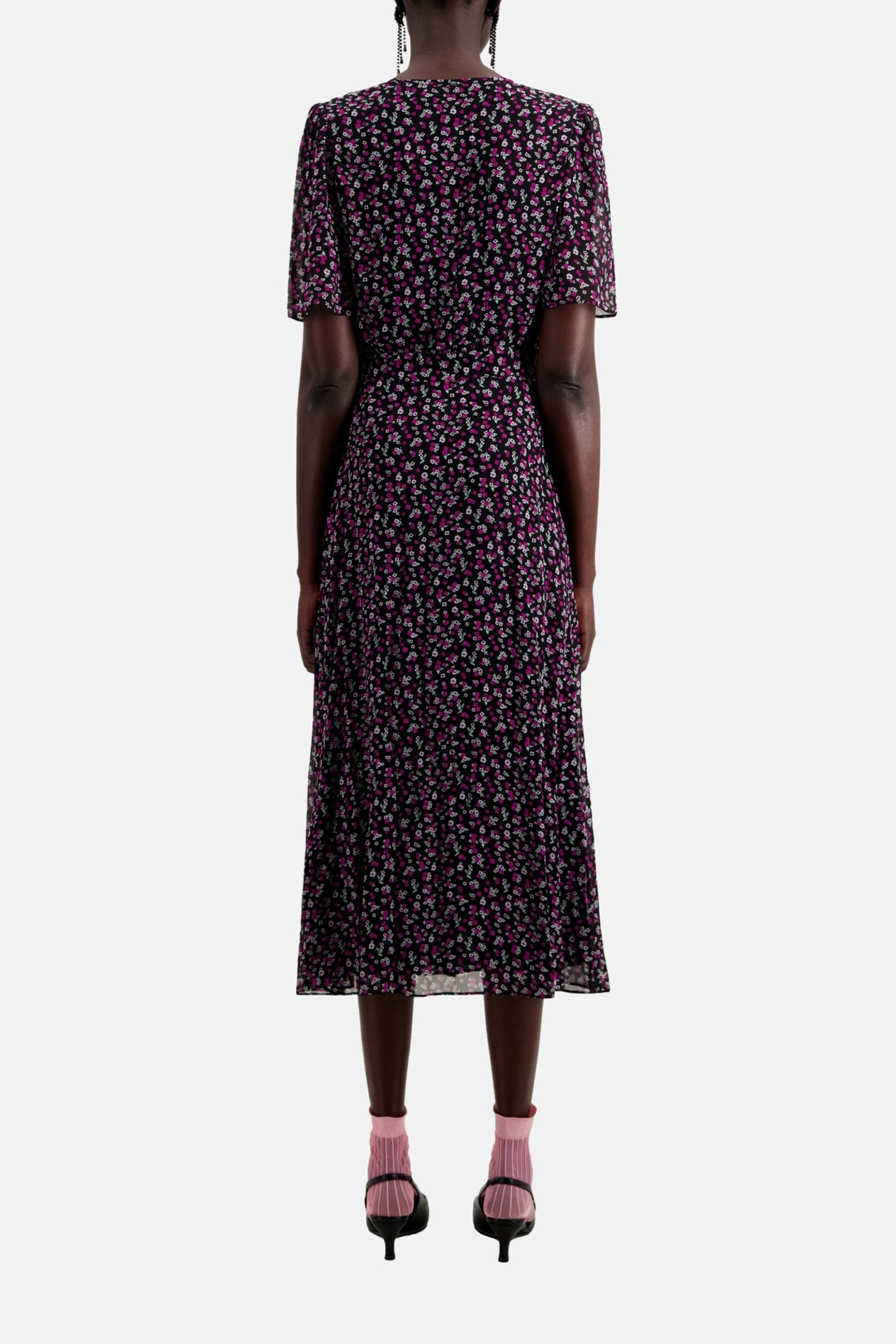 LONG DRESS WITH SHORT SLEEVES BLACK/PINK 2