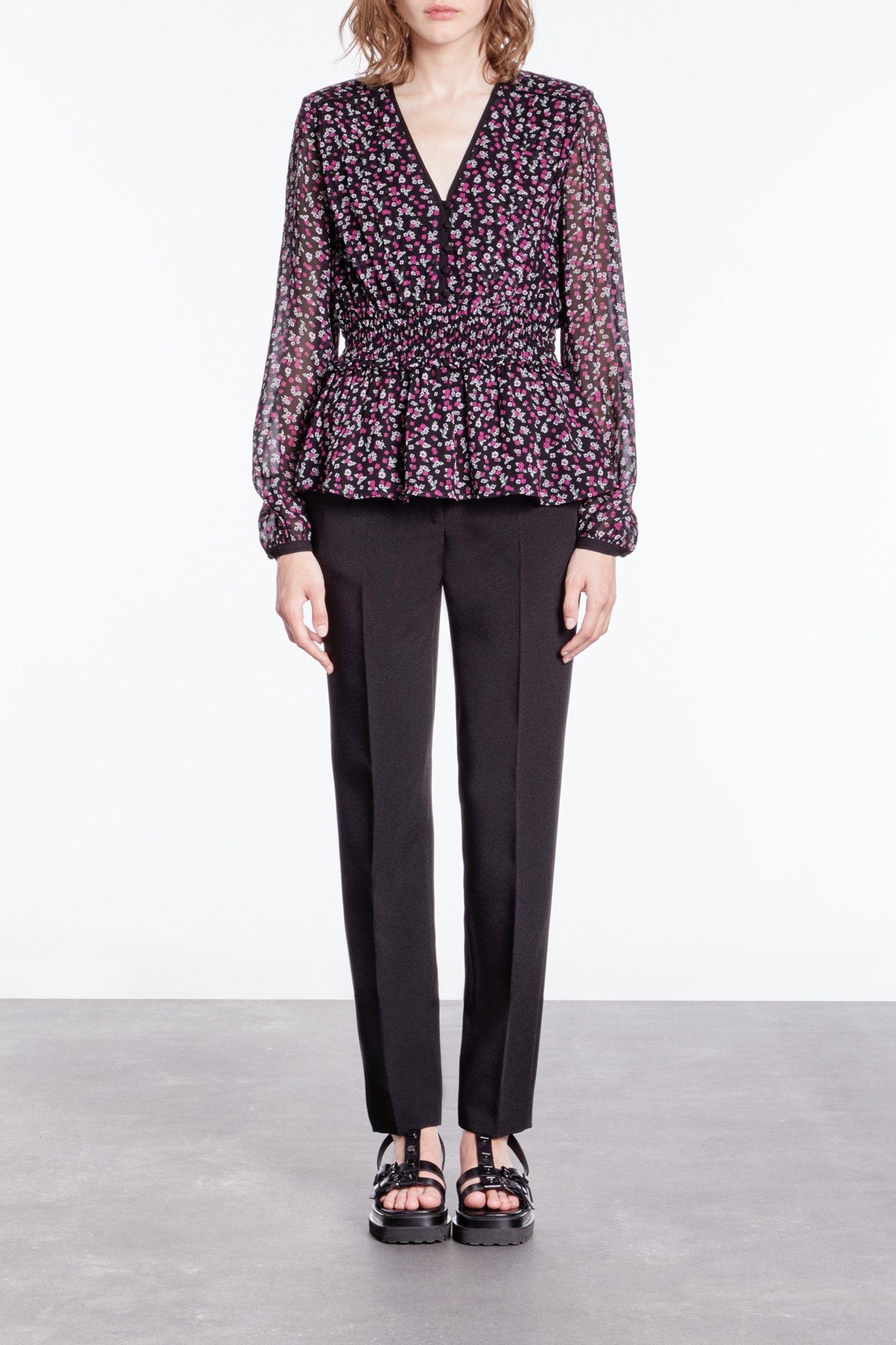 3/4 SLEEVE TOP BLACK/PINK 2