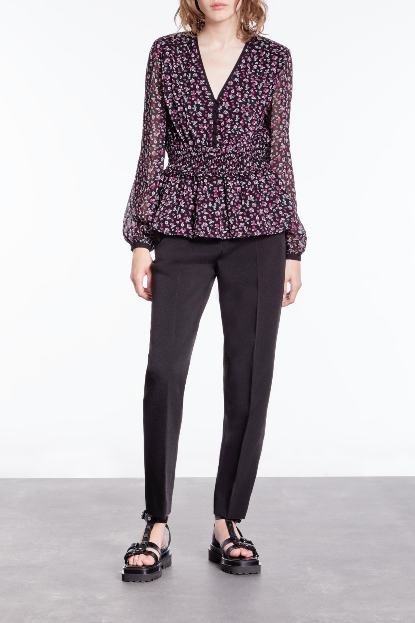 3/4 SLEEVE TOP BLACK/PINK 5