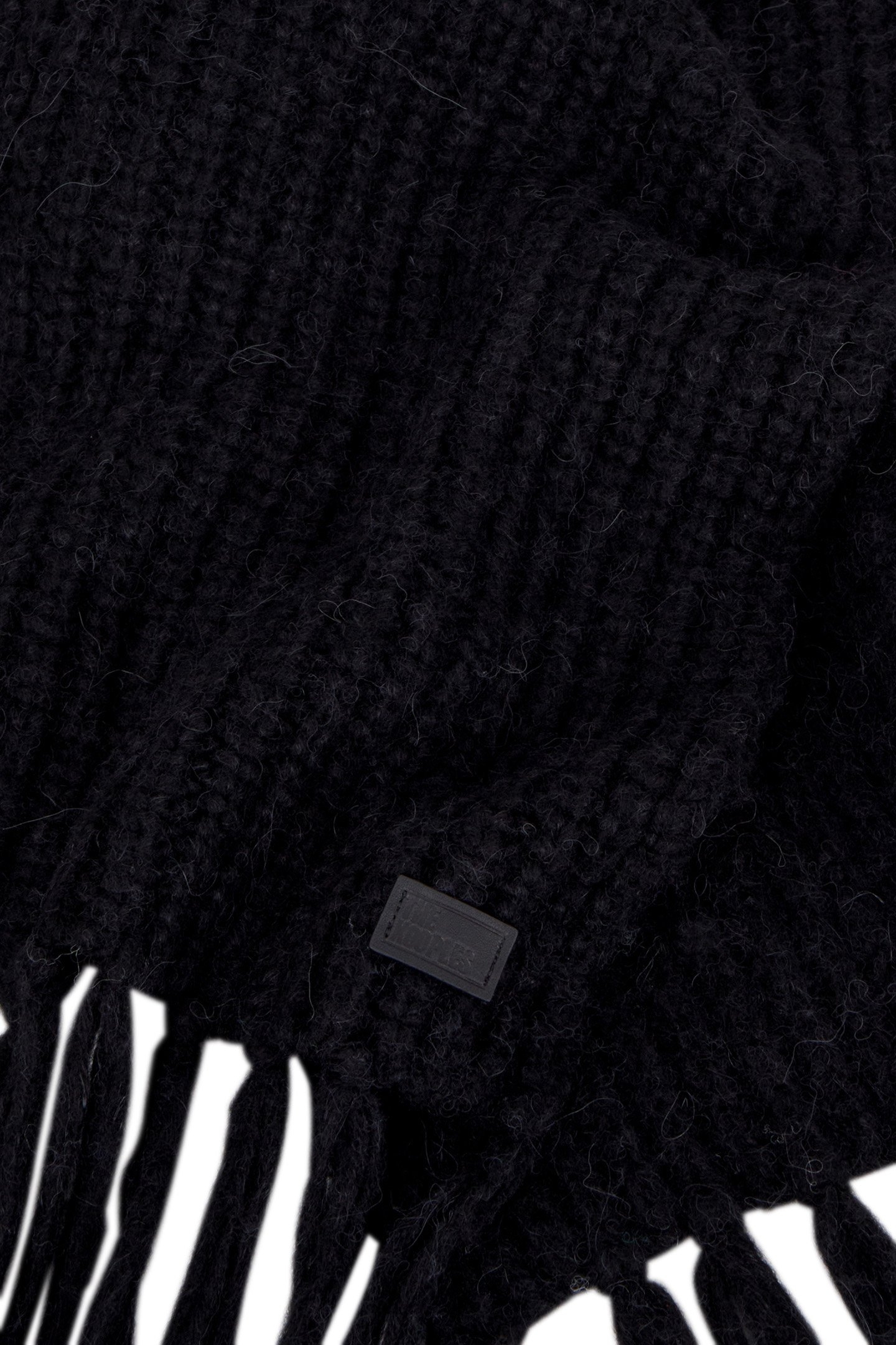 BEADED RIB SCARF WITH FRINGES BLACK 4