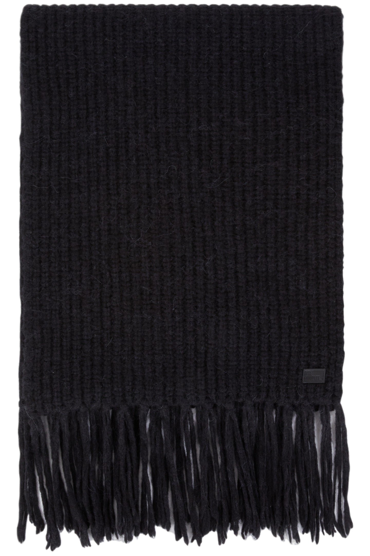 BEADED RIB SCARF WITH FRINGES BLACK 1
