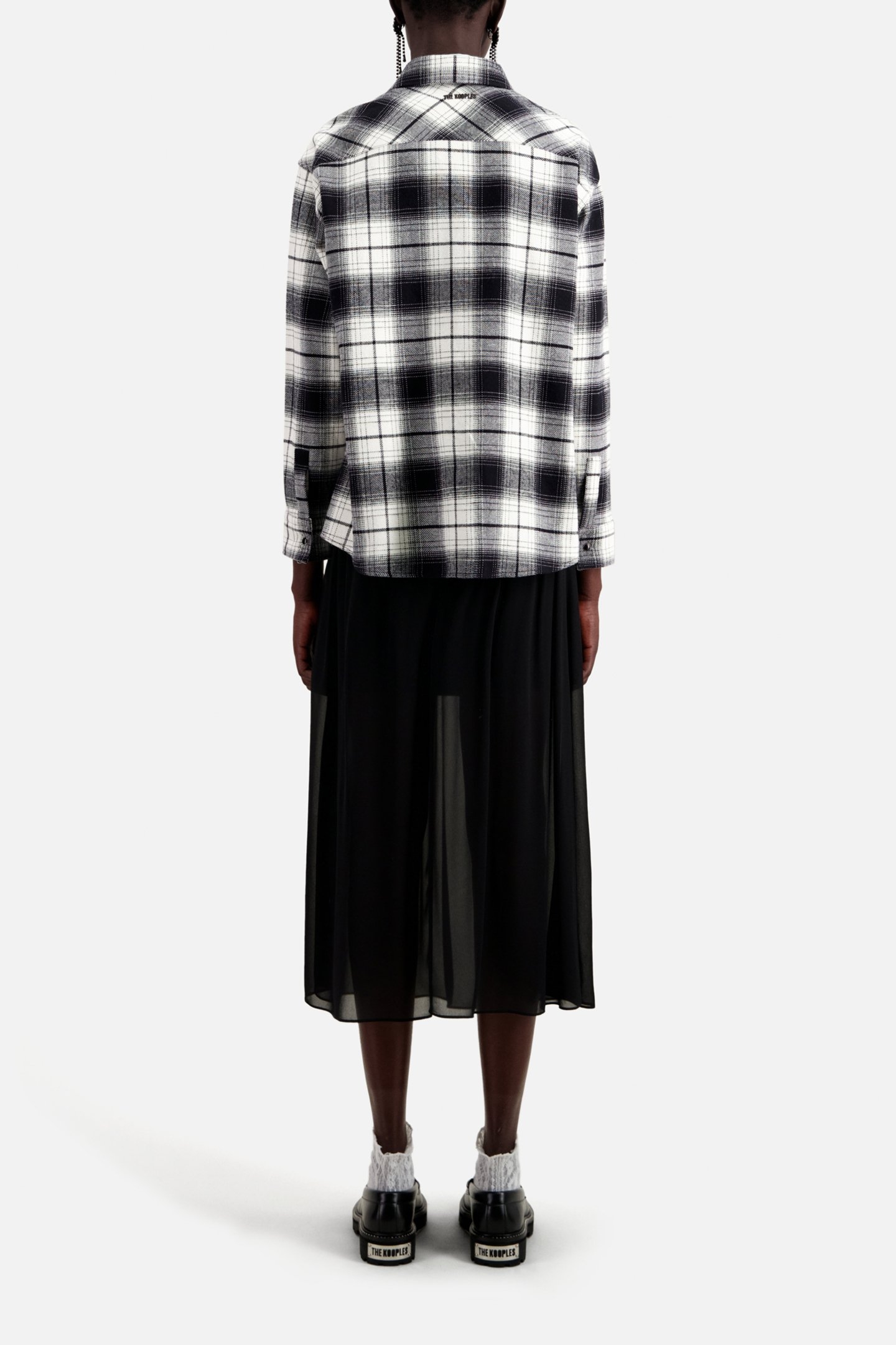 LONG-SLEEVED PLAID SHIRT BLACK WHITE 3