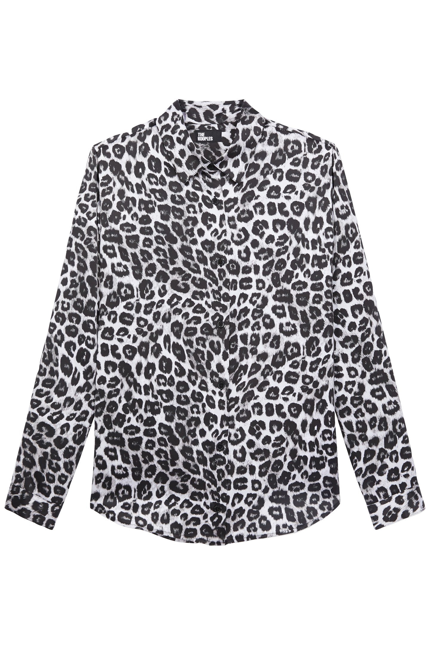 LONG SLEEVE SATIN SHIRT BLACK WHITE LEOPARD 3