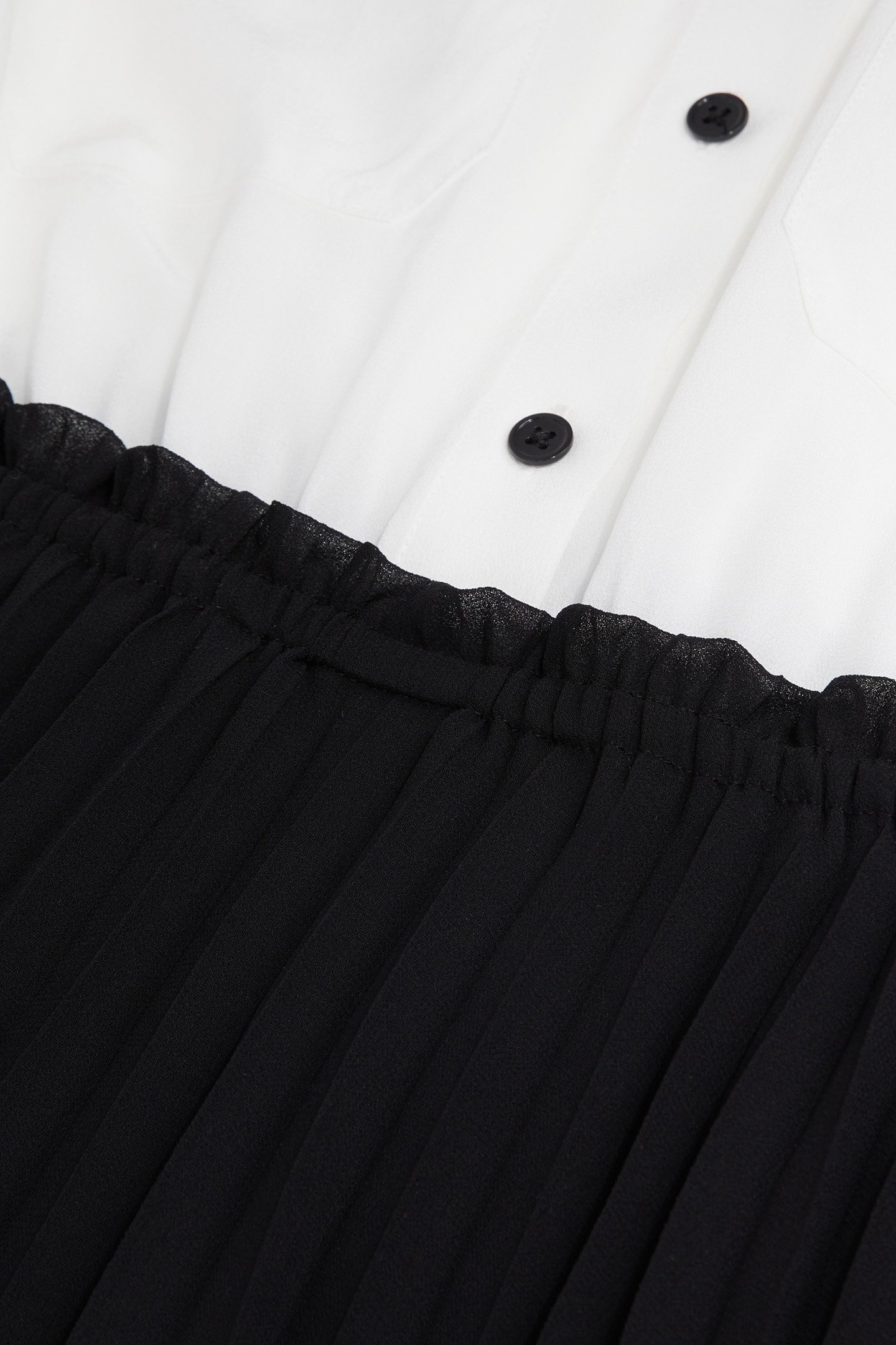 DRESS TOP SHIRT BOTTOM PLEATED SKIRT BLACK WHITE 5