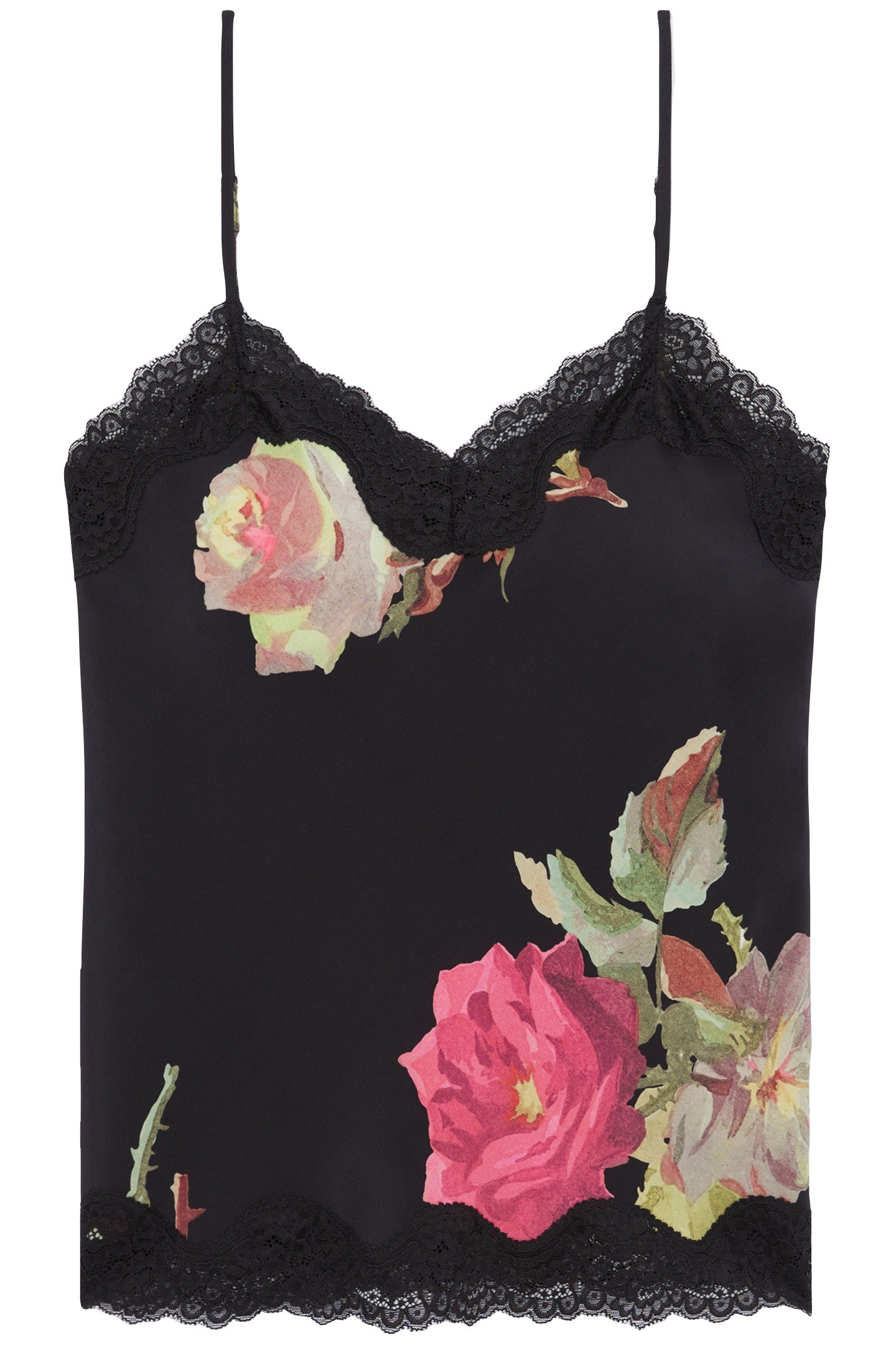 CAMISOLE WITH LACE NECKLINE AND BOTTOM PINK BLACK 5