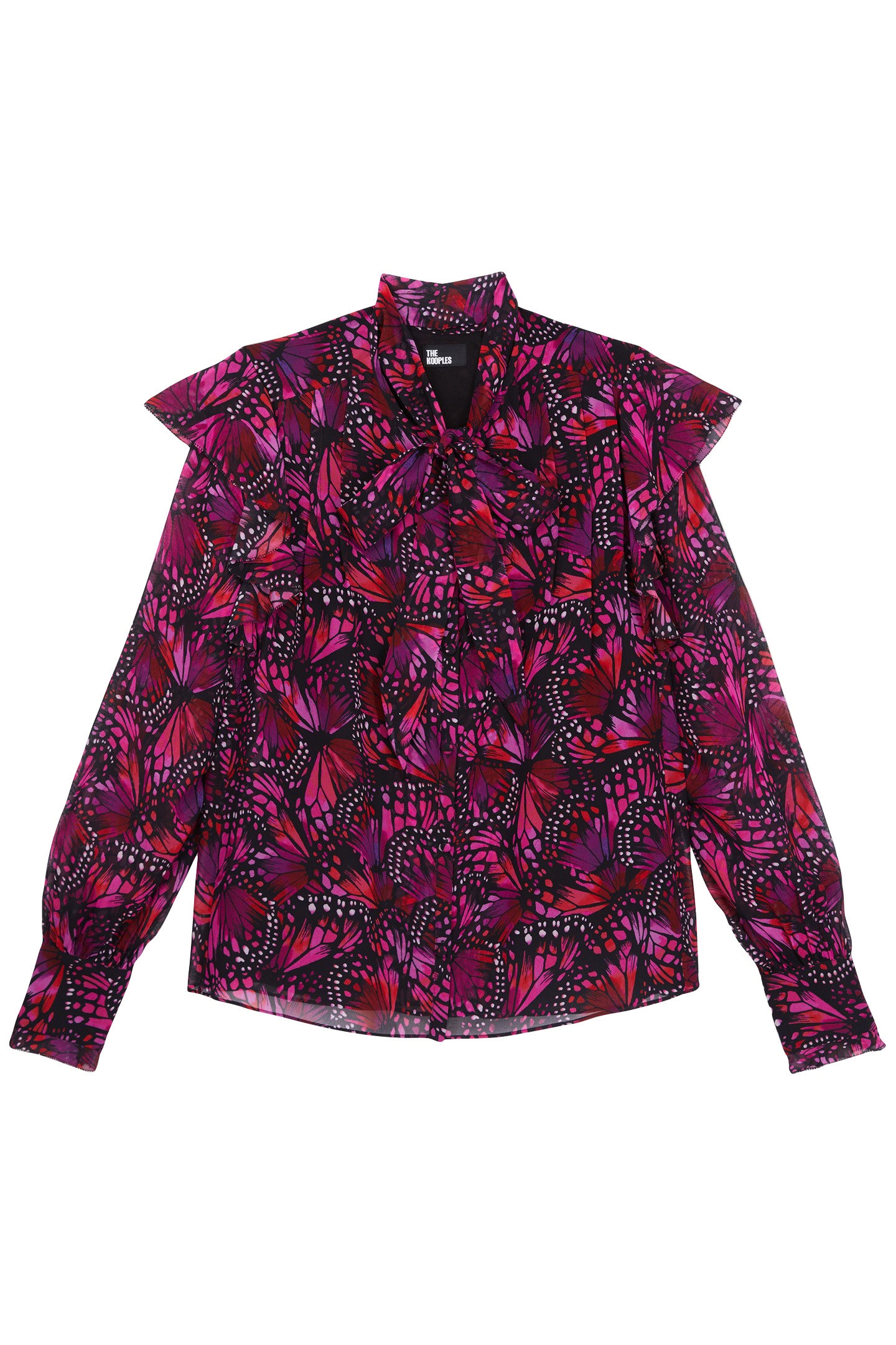 ML BUTTONED TOP WITH LAVALIERE COLLAR PINK 1