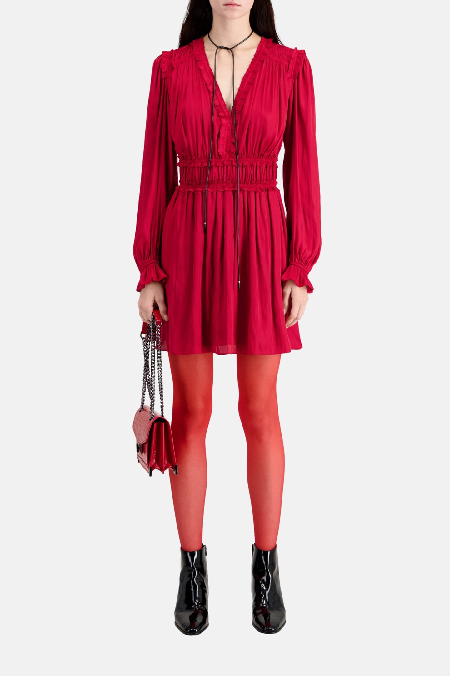 SHORT PLEATED DRESS LIGHT BURGUNDY 2