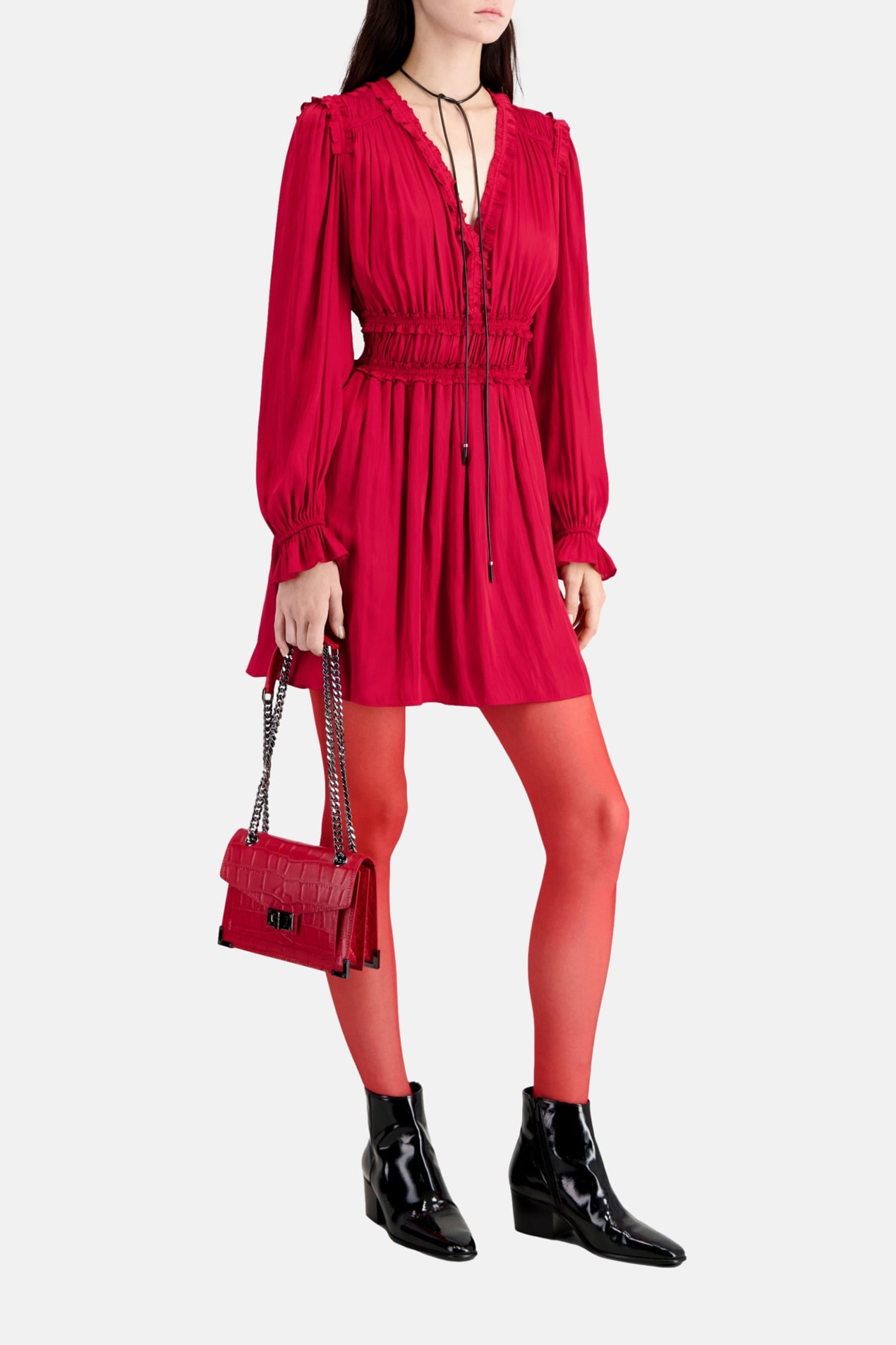 SHORT PLEATED DRESS LIGHT BURGUNDY 5