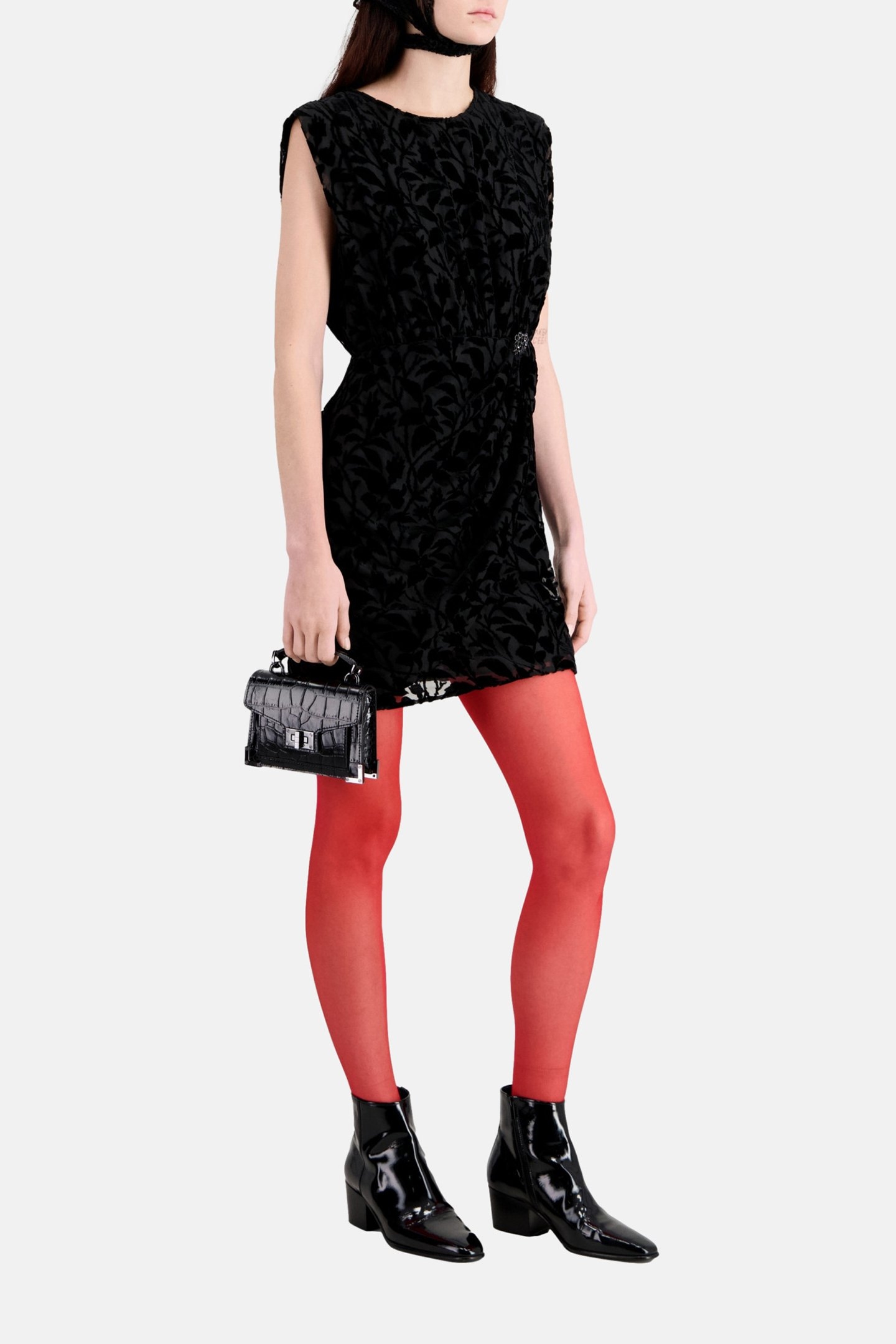 SHORT DRESS ML DRAPED SKIRT BLACK 5