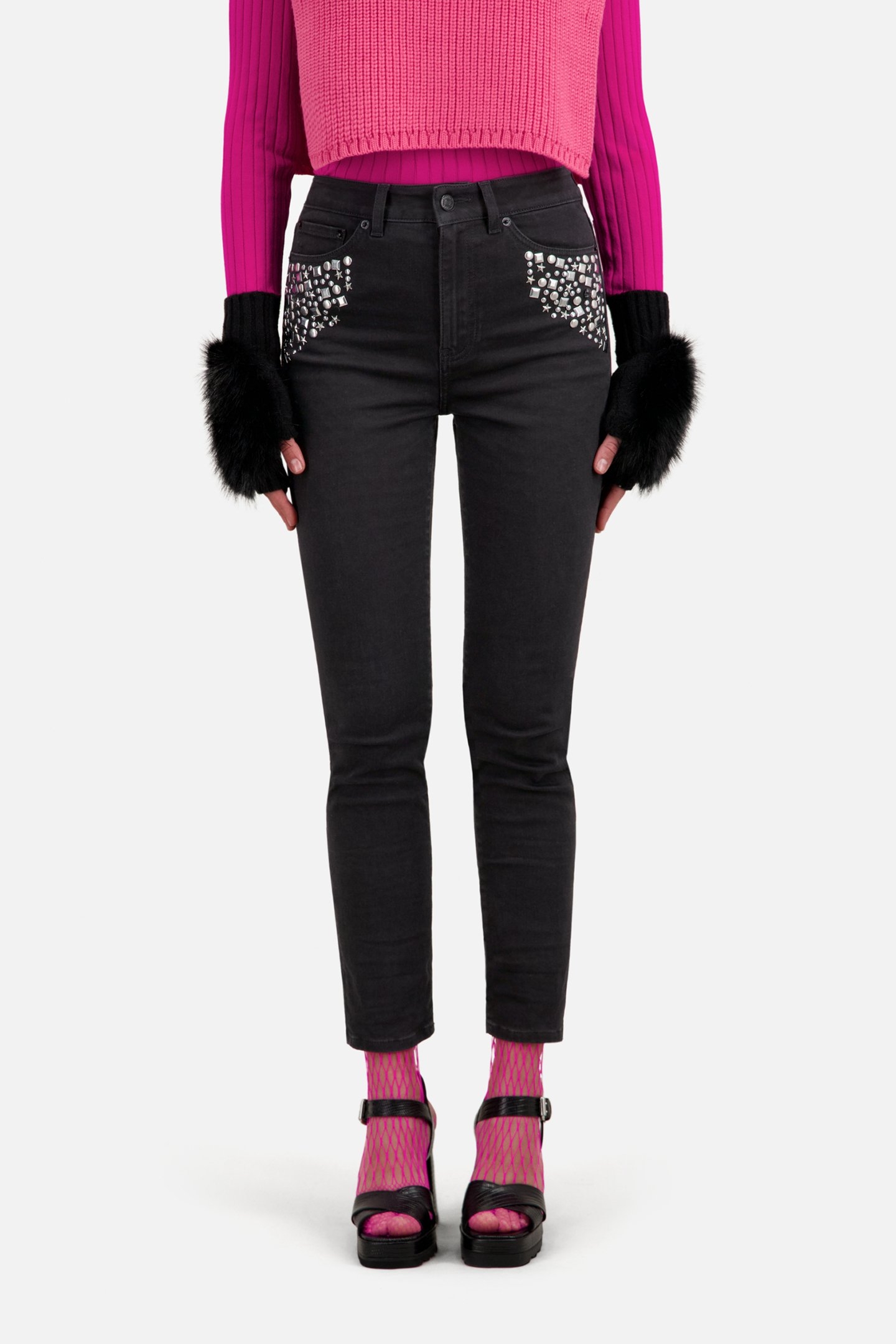 JEANS HOTFIX ON THE WAISTBAND BLACK WASHED 1