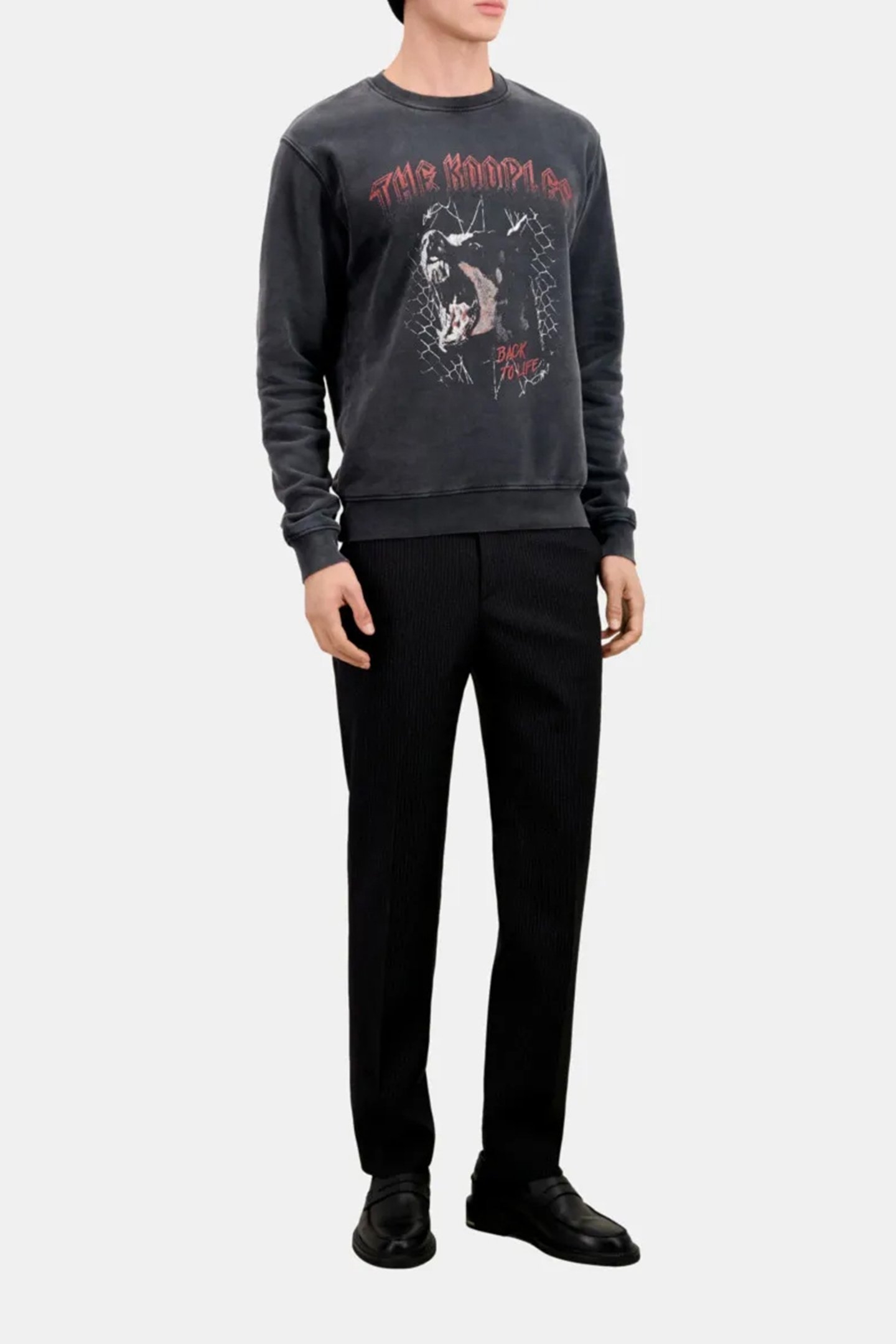 SWEATSHIRT WITH DOBERMAN PRINT BLACK WASHED 2