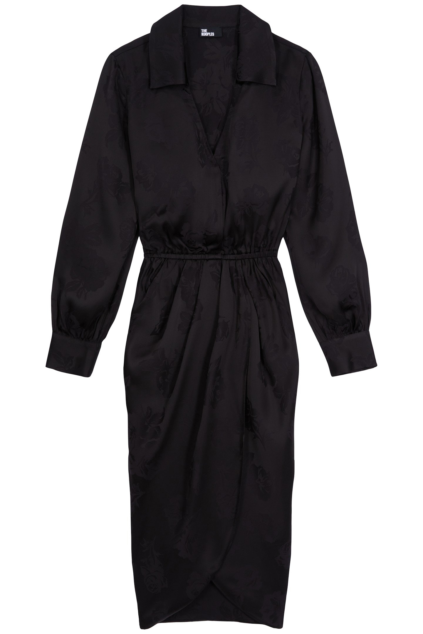 JACQUARD MIDI WRAP DRESS BLACK 4