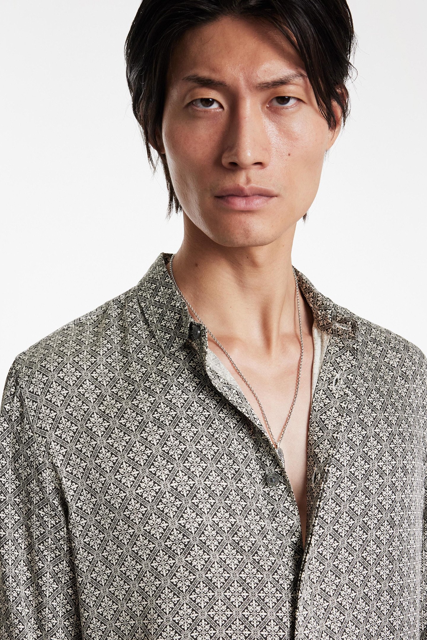 RODNEY LONG SLEEVE SHIRT IN FOULARD PRIN SNOW HEATHER 3