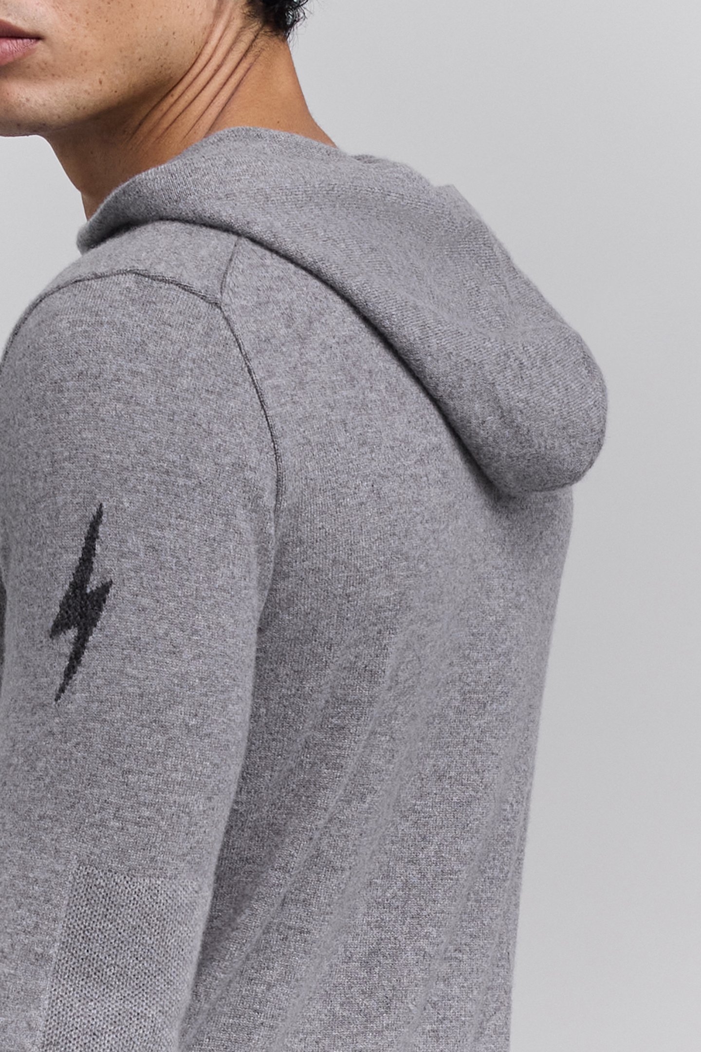 GREY PURE CASHMERE HOODIE 5