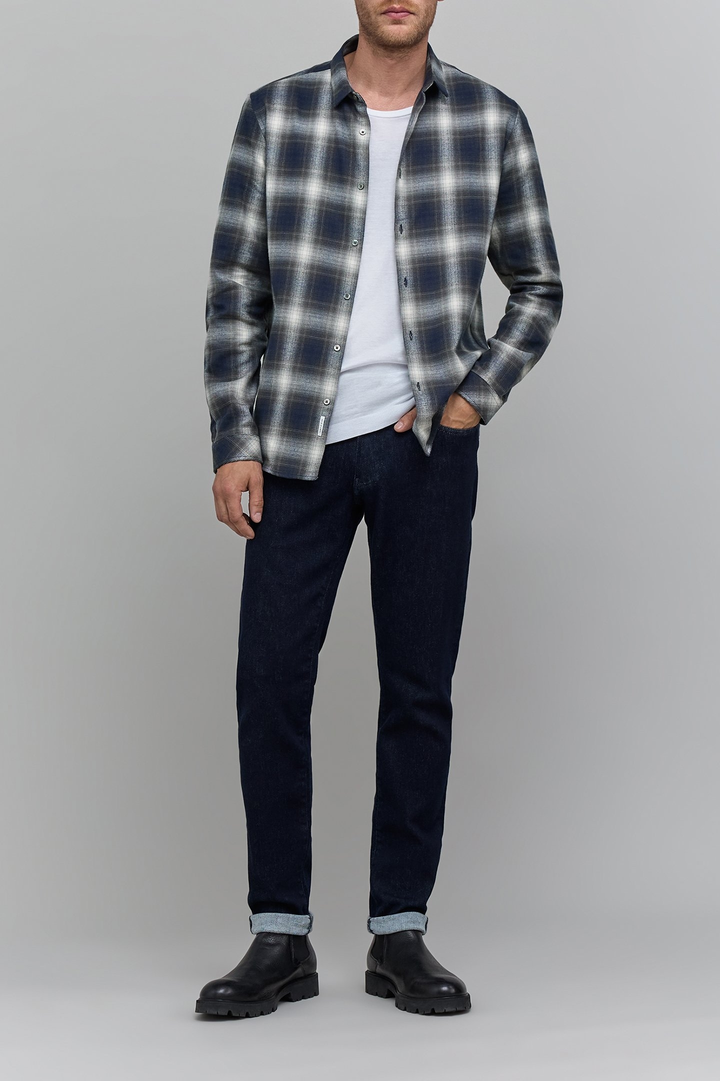 REGULAR SHIRT NAVY CHECK PATTERN 3