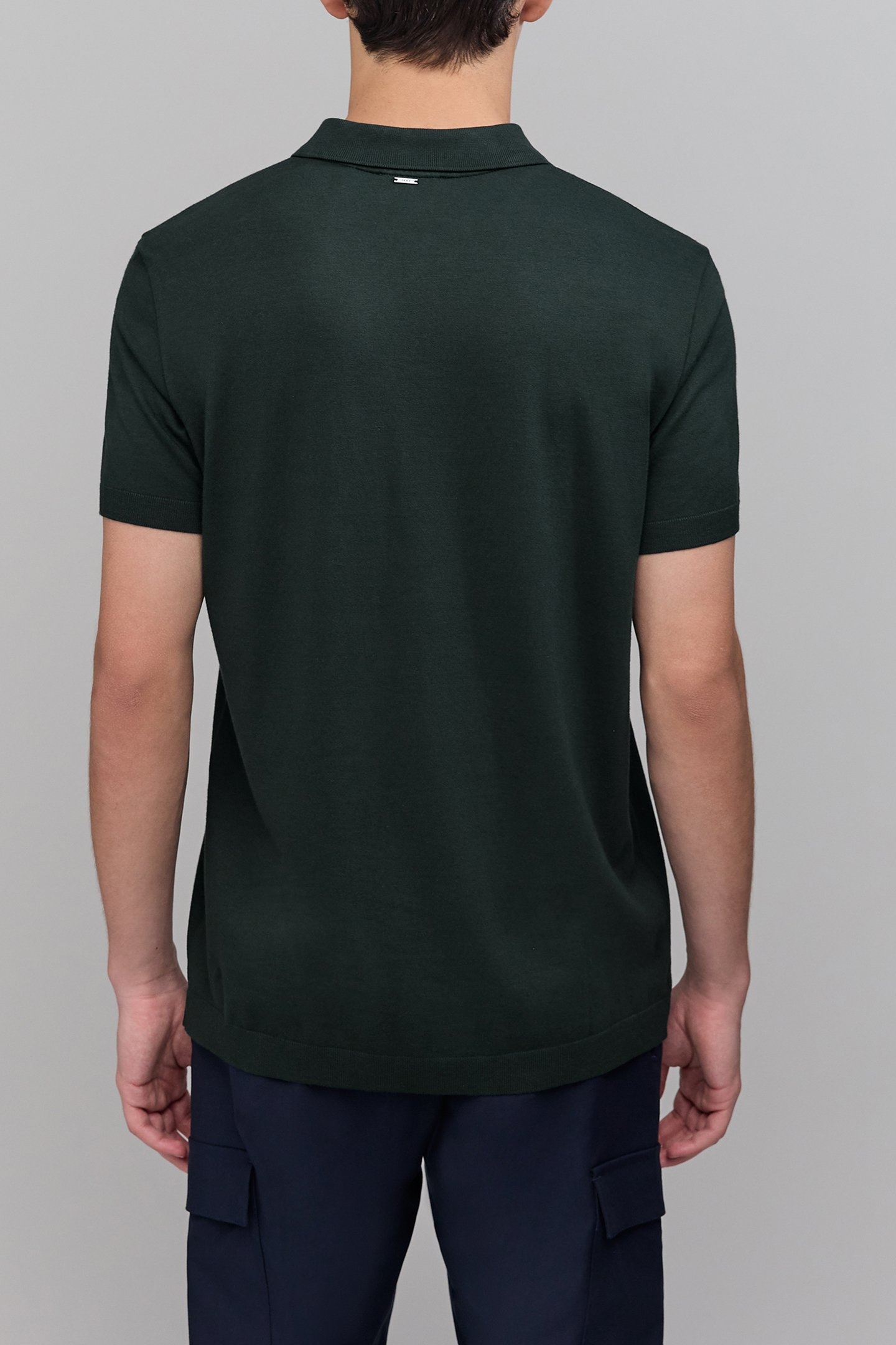 BOTTLE GREEN COTTON MODAL POLO SHIRT 2
